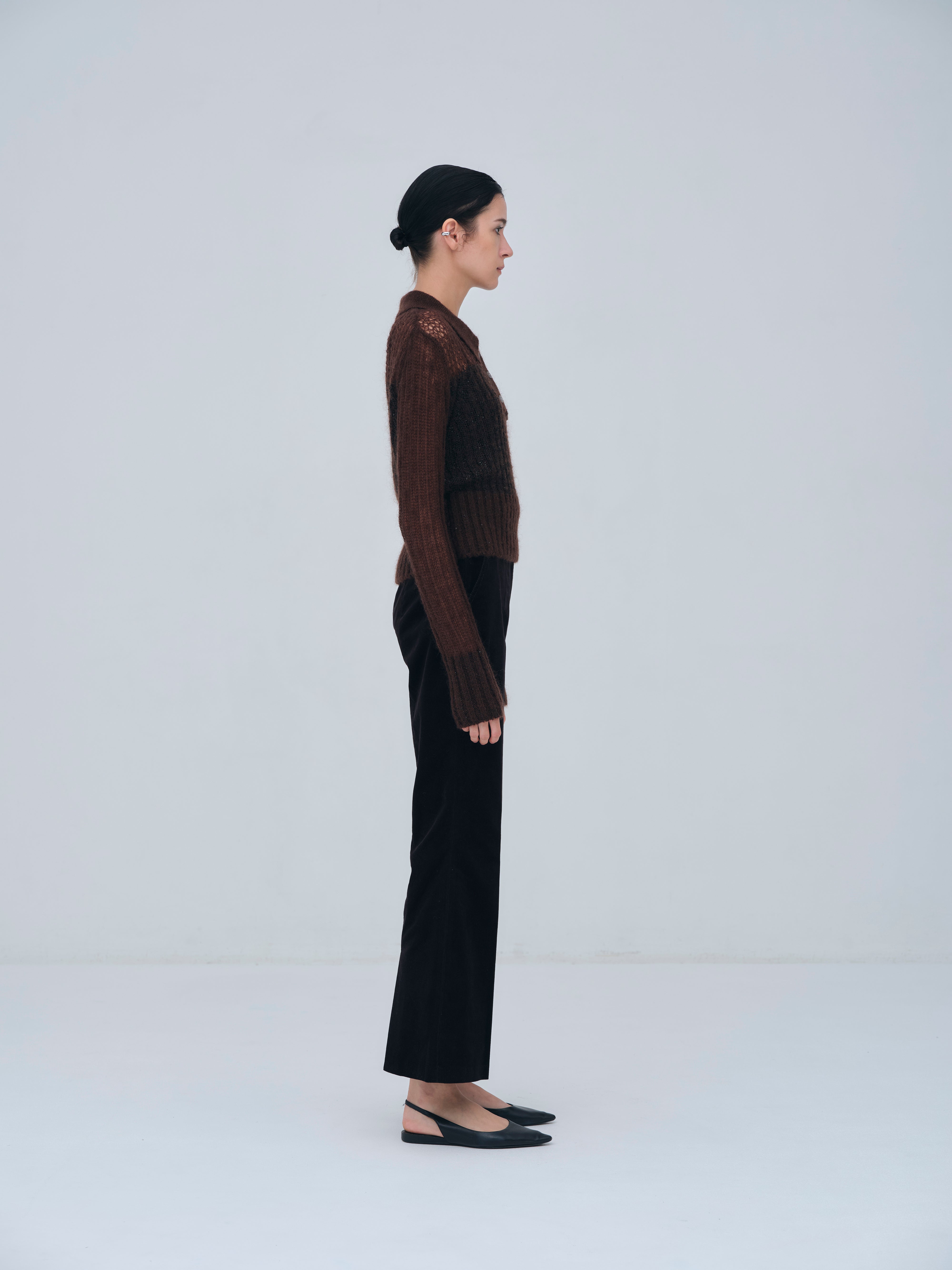 Sequin Sheer Polo Knit