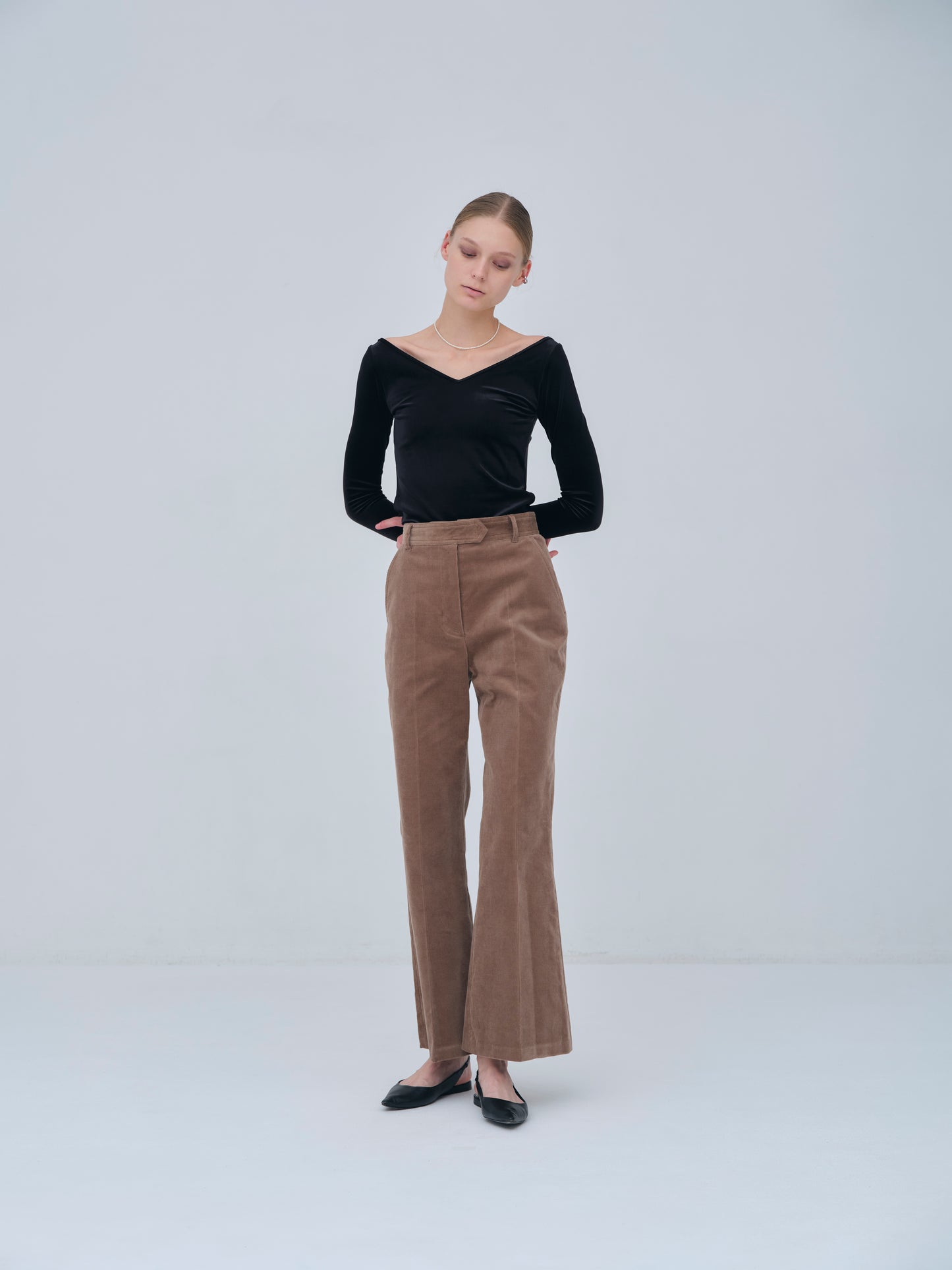 Sharp Neck Velour Tops