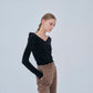 Sharp Neck Velour Tops
