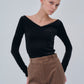 Sharp Neck Velour Tops
