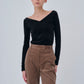 Sharp Neck Velour Tops