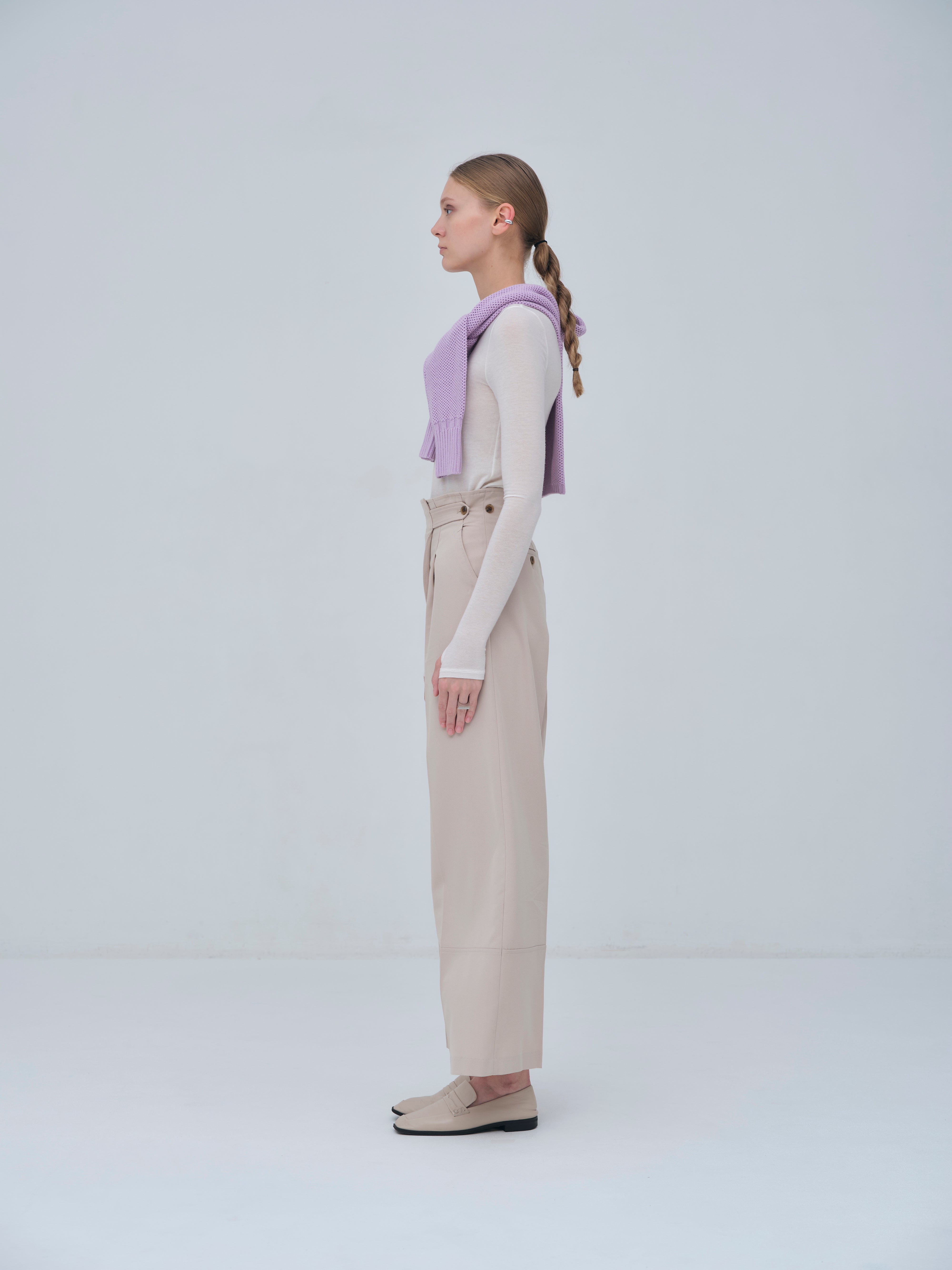 Basket Knit Cardigan / White