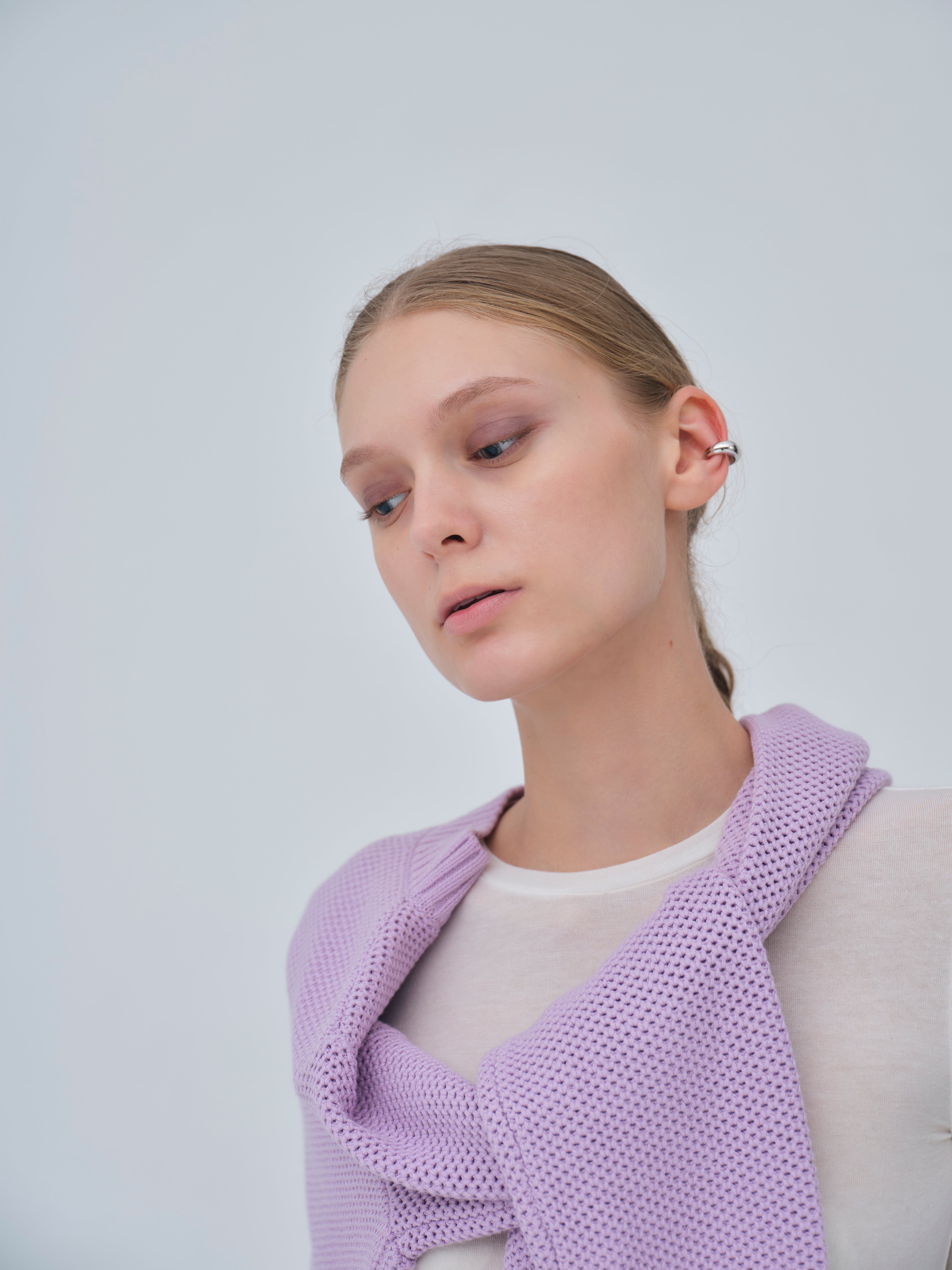 Basket Knit Cardigan / White