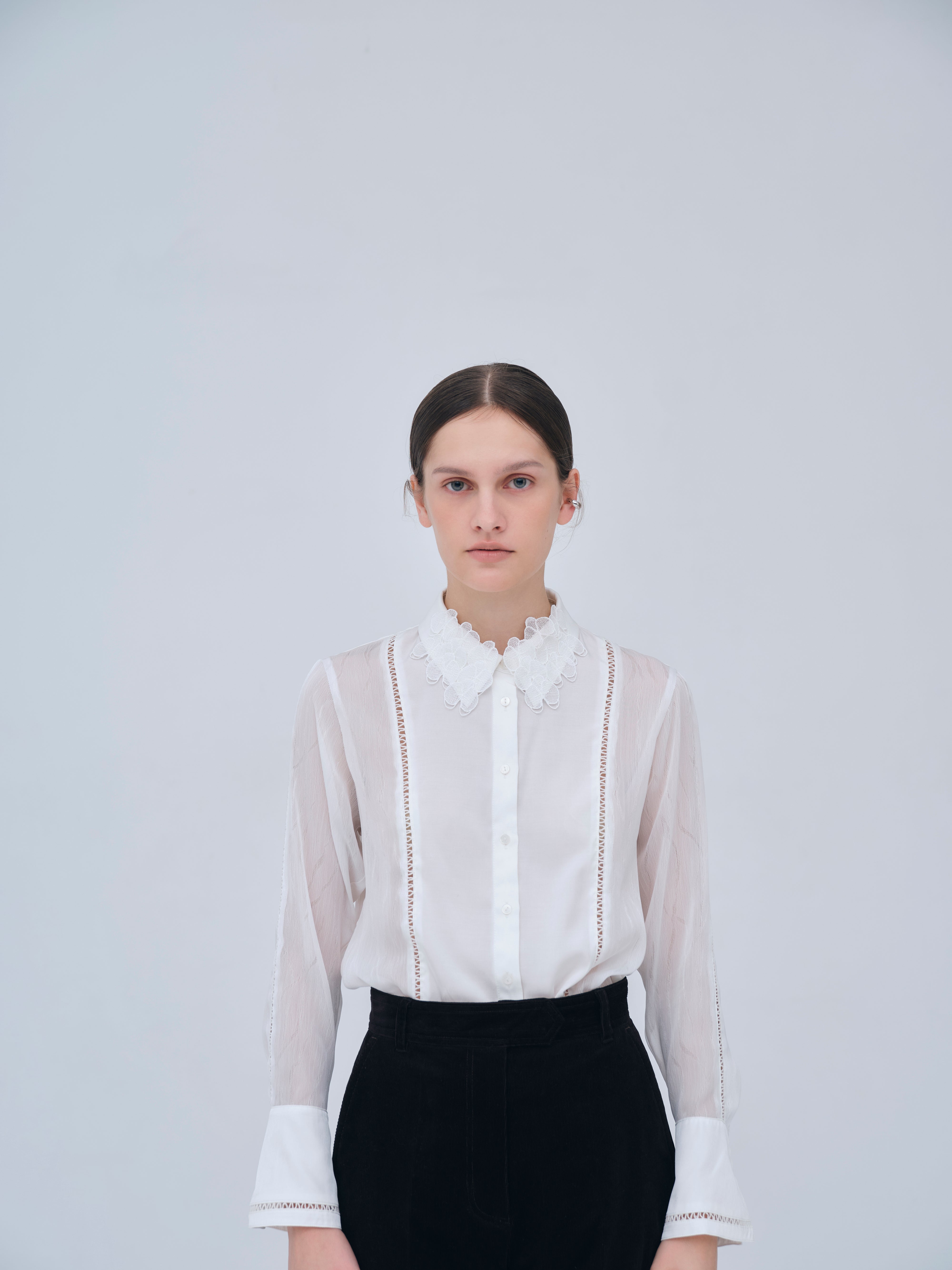 L'AUBE BLANC／Embroidery collar Dress　S Embroidery collar Dress – L'AUBE BLANC
