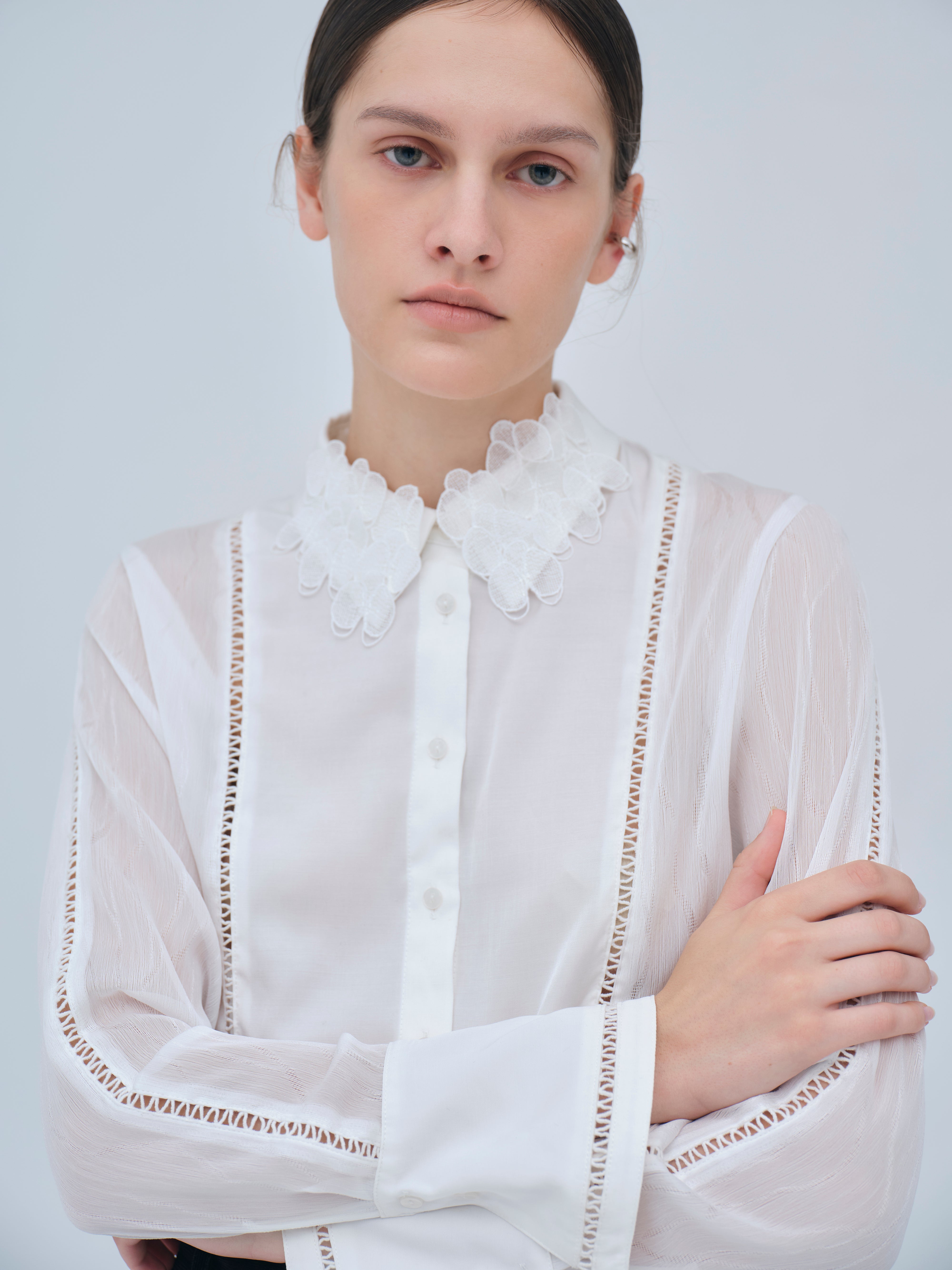 L'AUBE BLANC／Embroidery collar Dress　S Embroidery collar Dress – L'AUBE BLANC