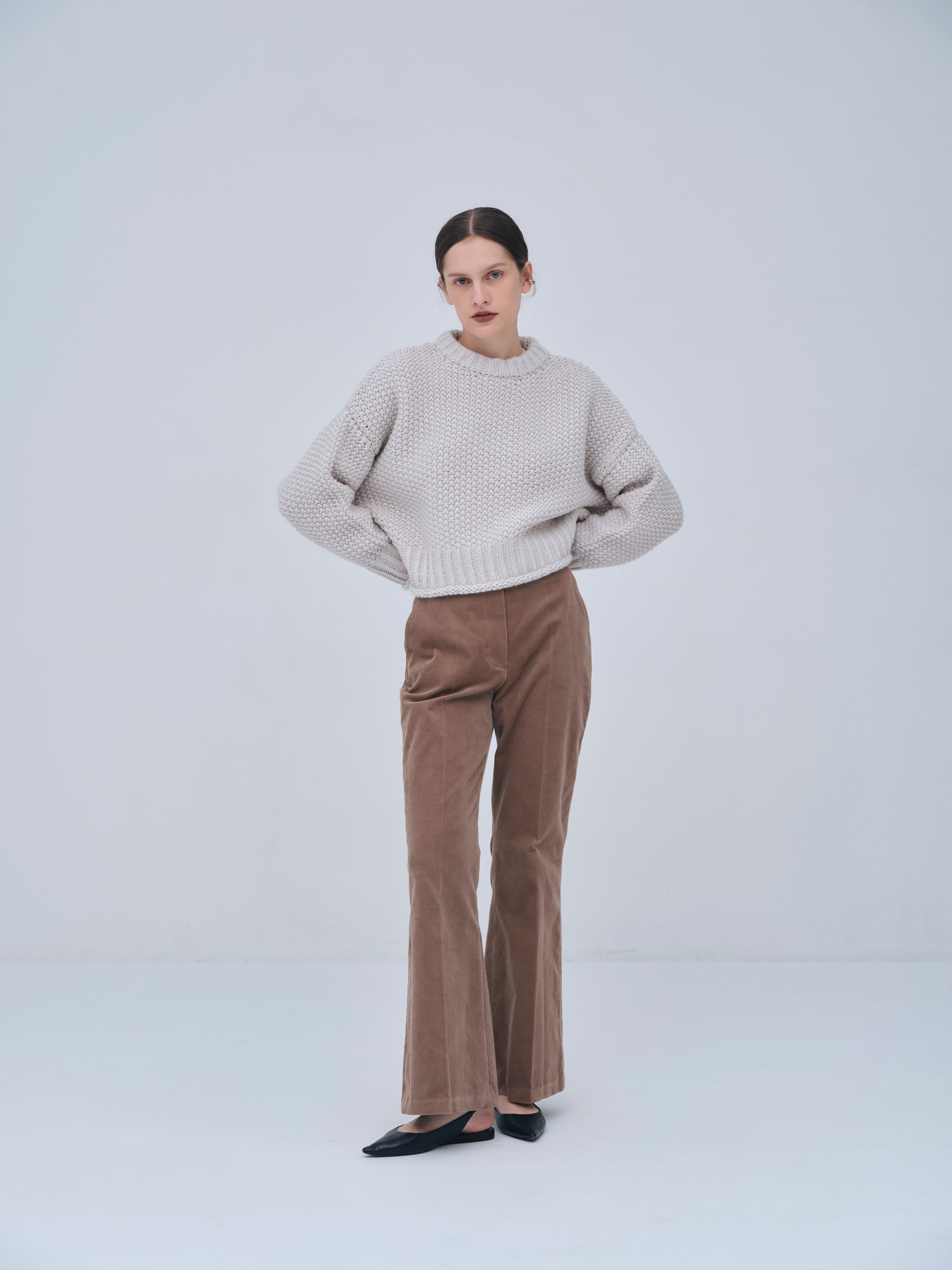 Back Vents Corduroy Flare Pants