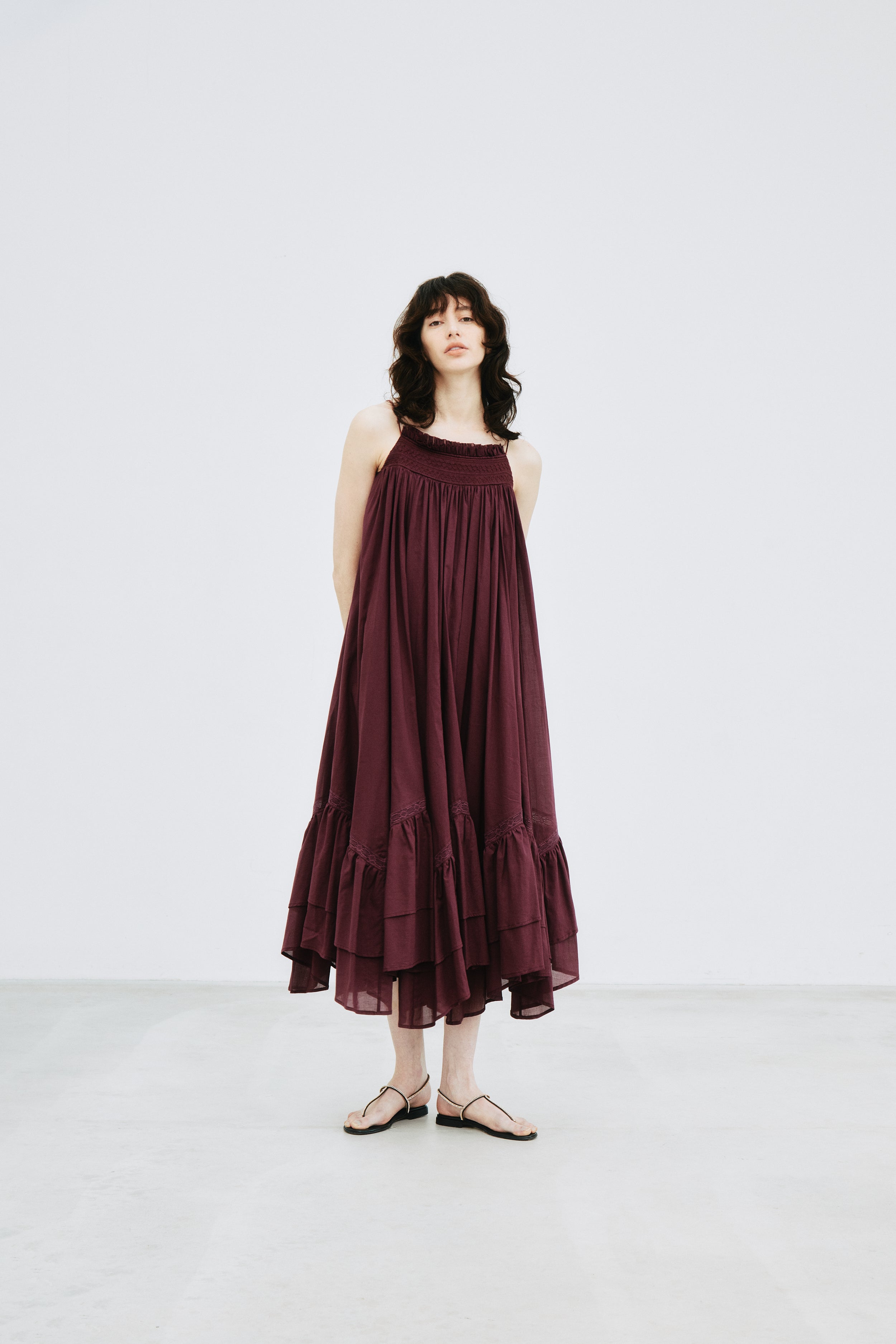 Smocking Lace Volume Dress – L'AUBE BLANC