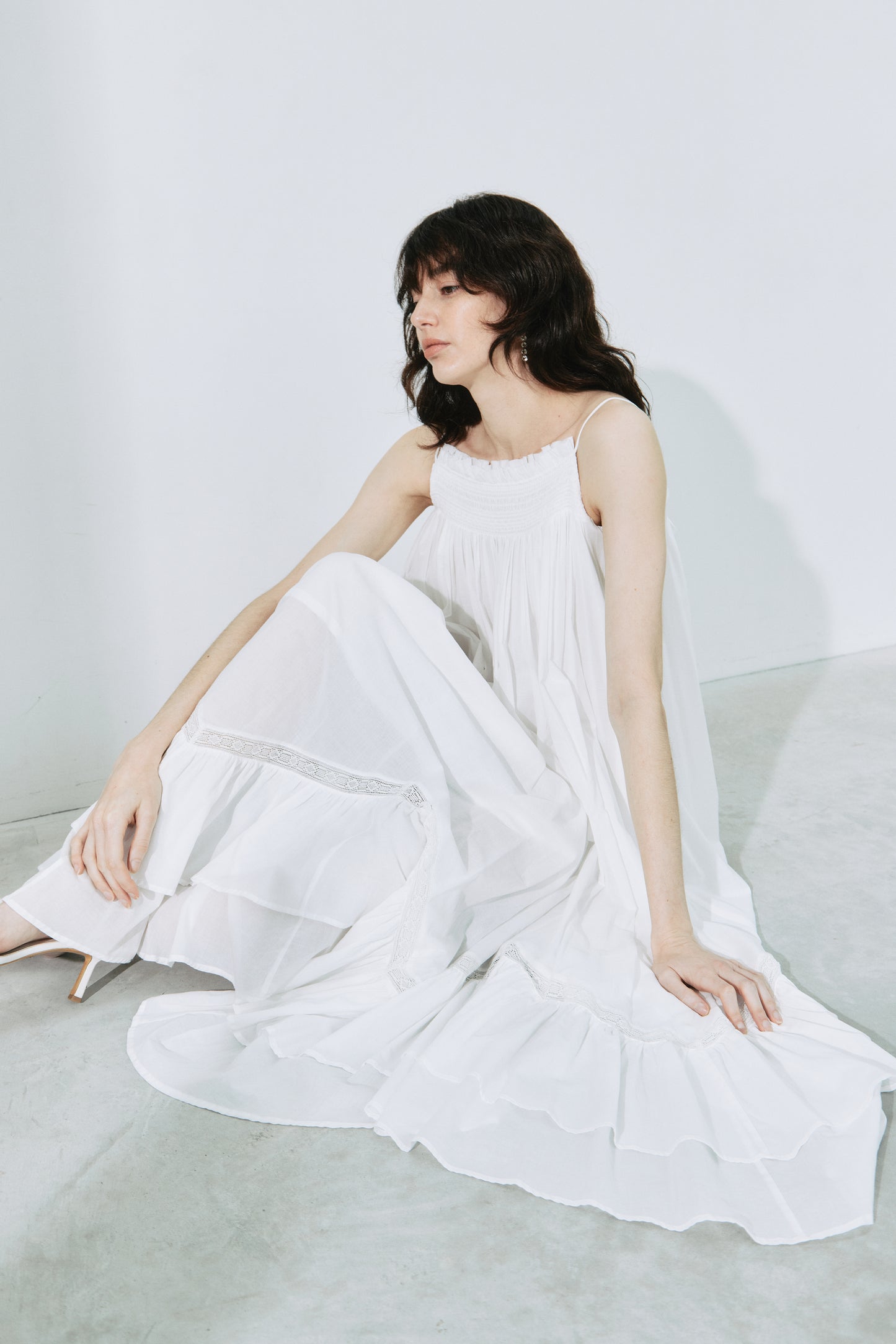 Smocking Lace Volume Dress
