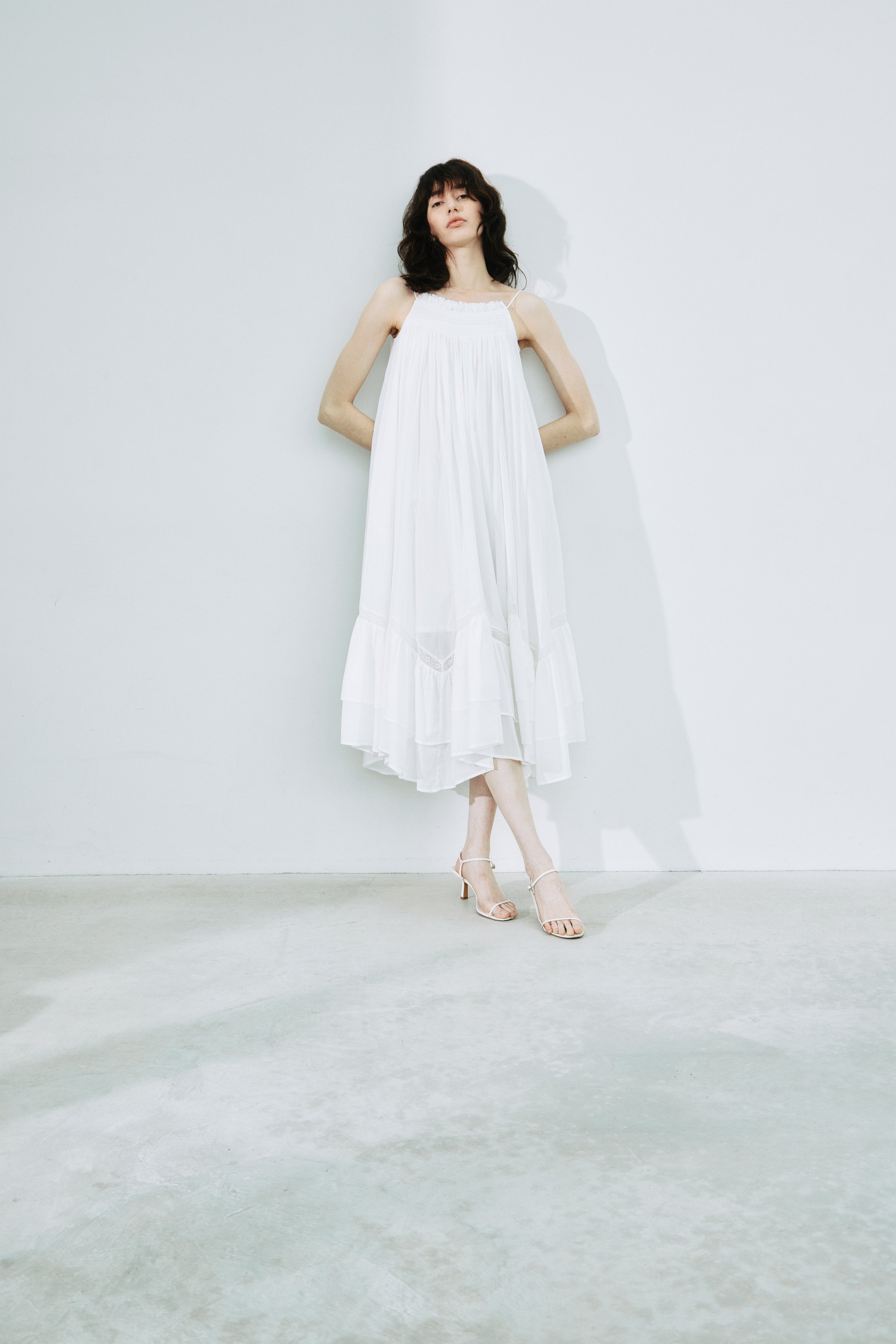 Smocking Lace Volume Dress – L'AUBE BLANC