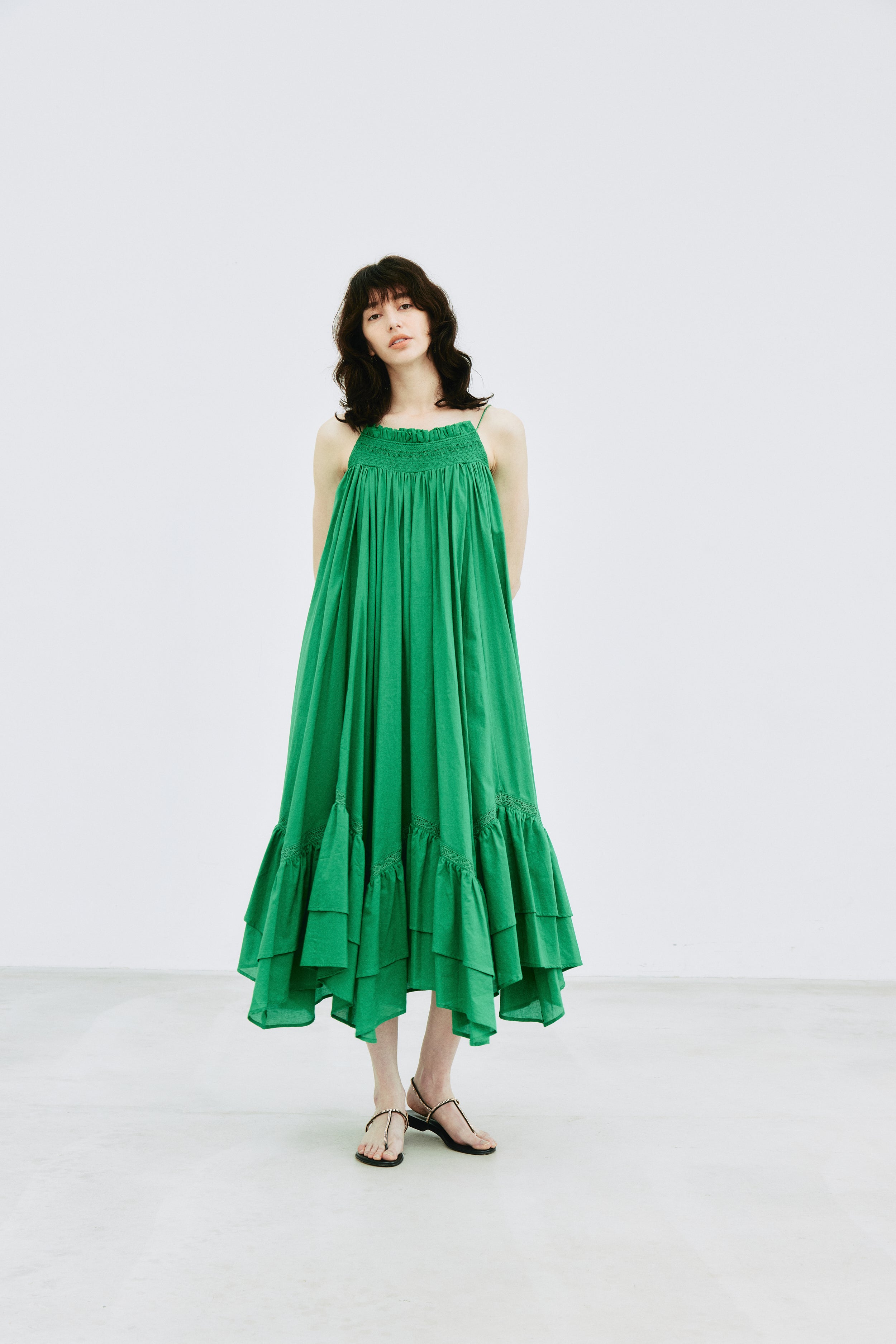 Smocking Lace Volume Dress – L'AUBE BLANC