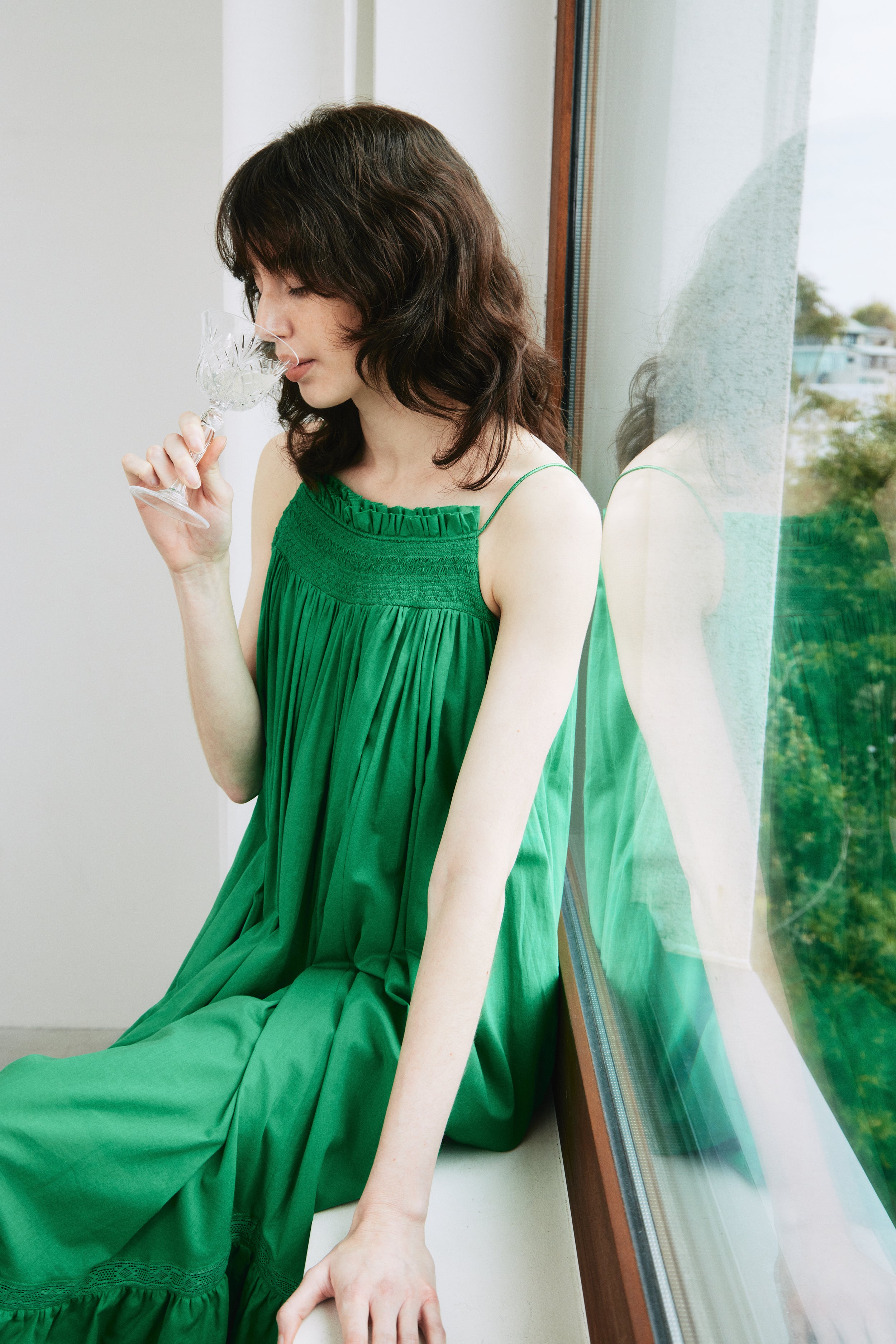 Smocking Lace Volume Dress – L'AUBE BLANC
