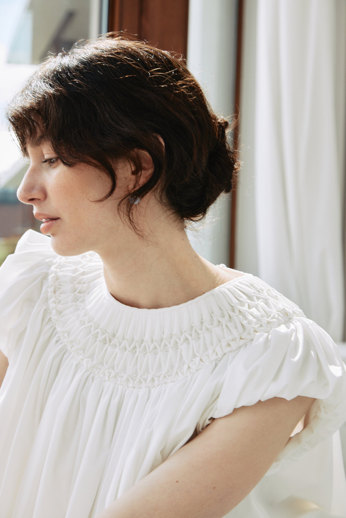 【予約販売】Beaded Smocked Puff Sleeve Top