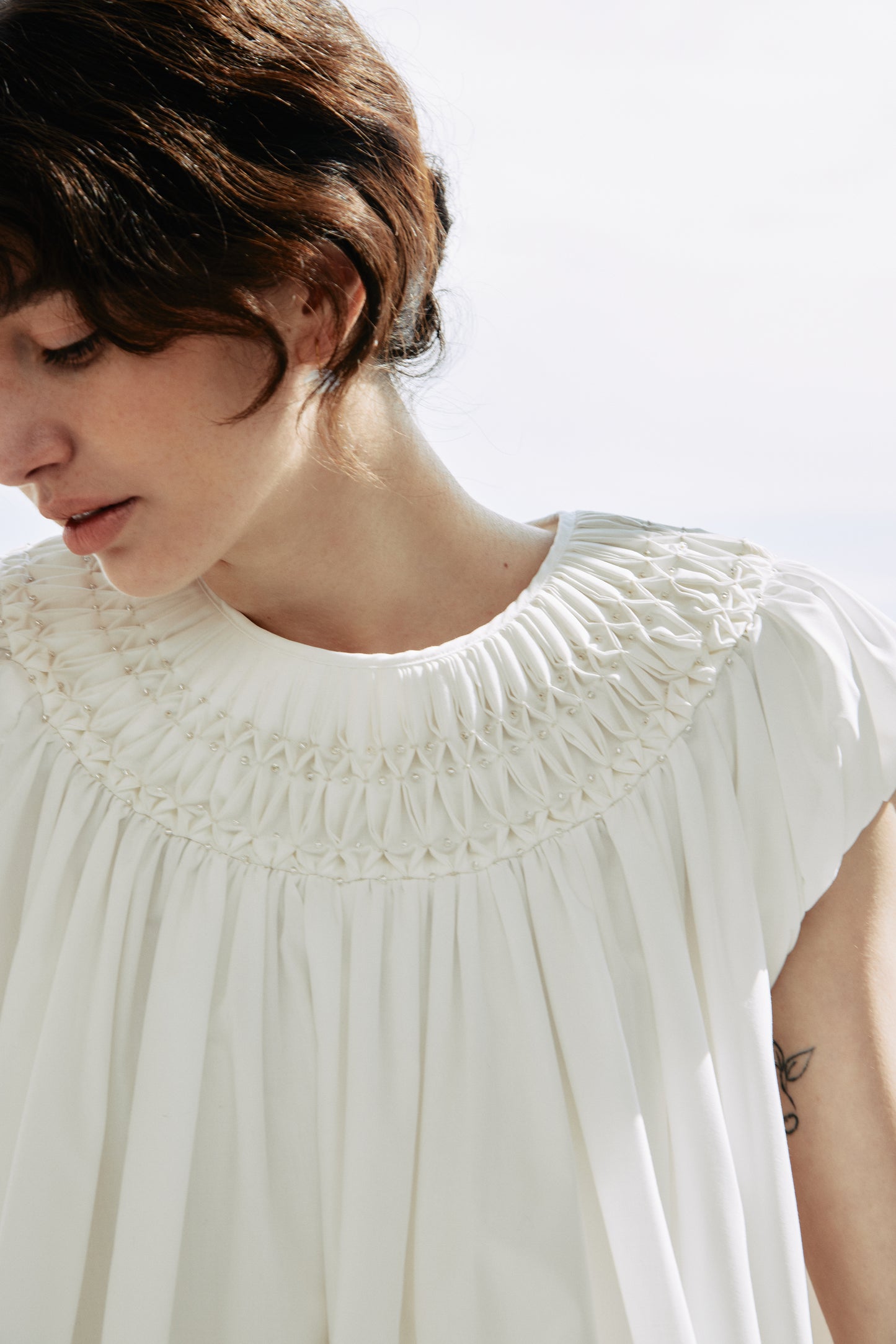 【予約販売】Beaded Smocked Puff Sleeve Top