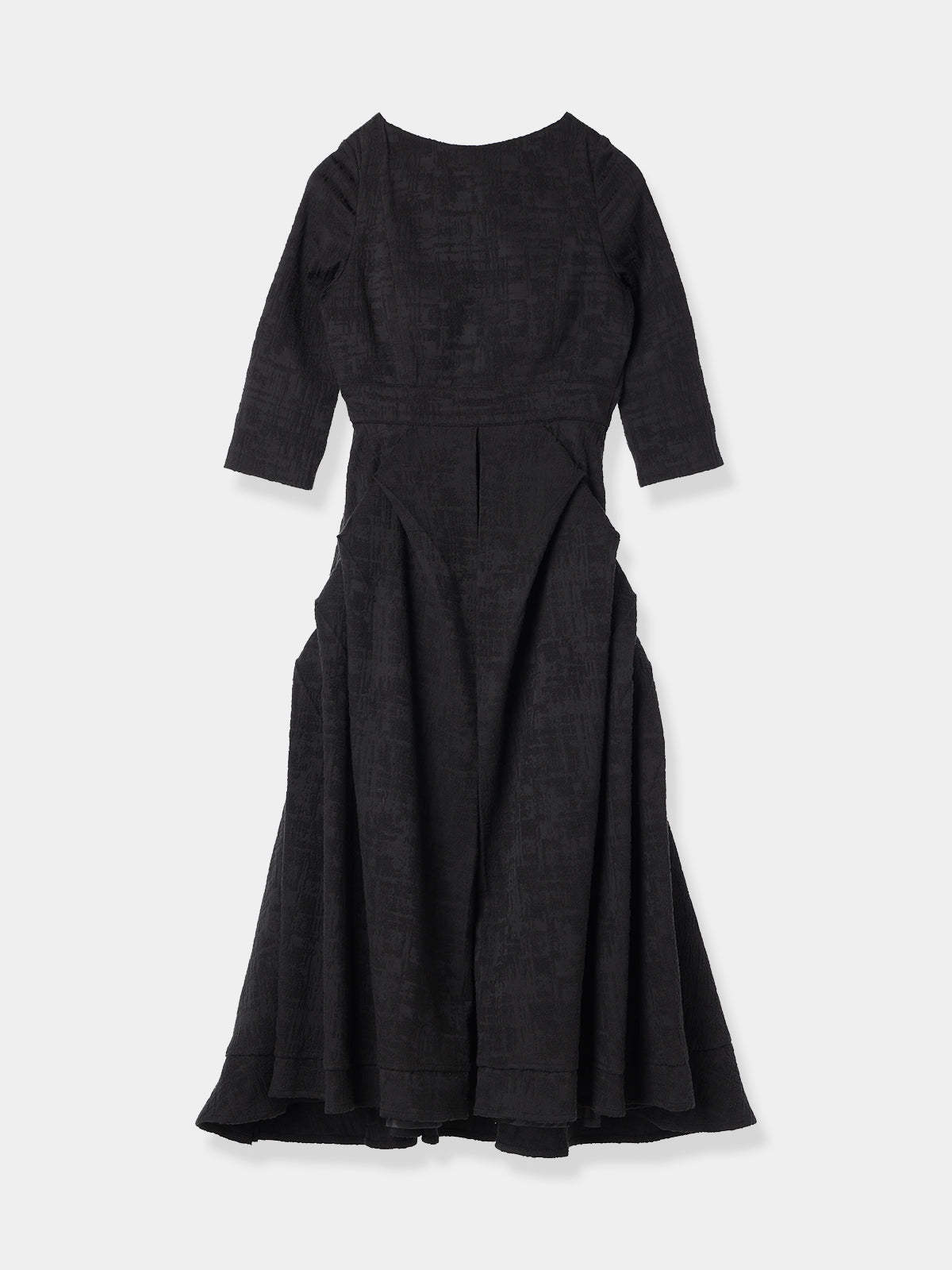 Tuck drape Jacquard Dress – L