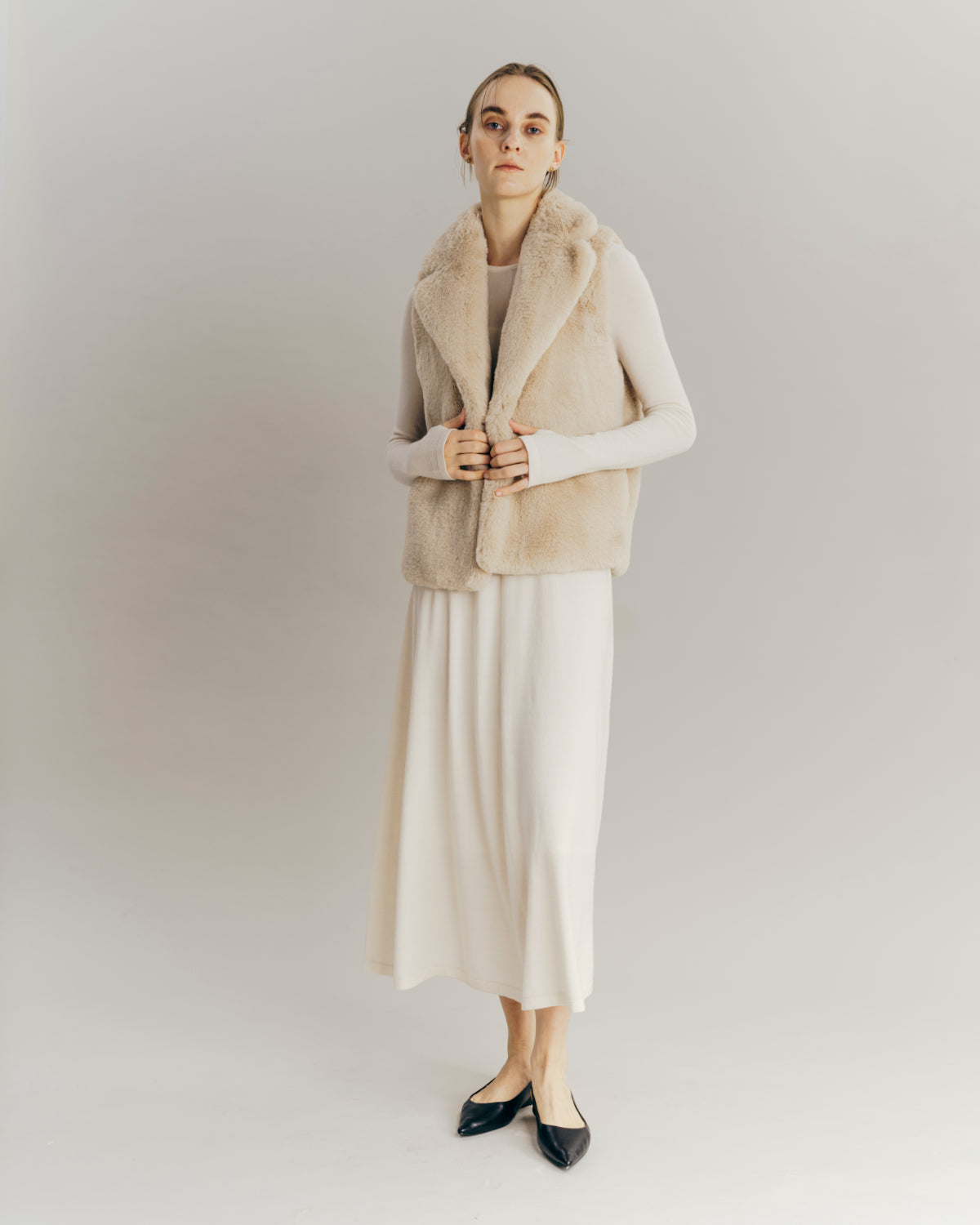 Tailored collar Fur vest
