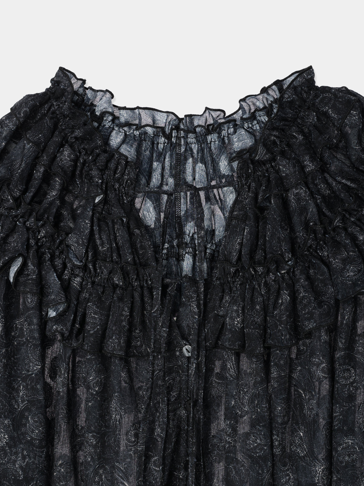 【Bluelea】Jacquard blouse Black