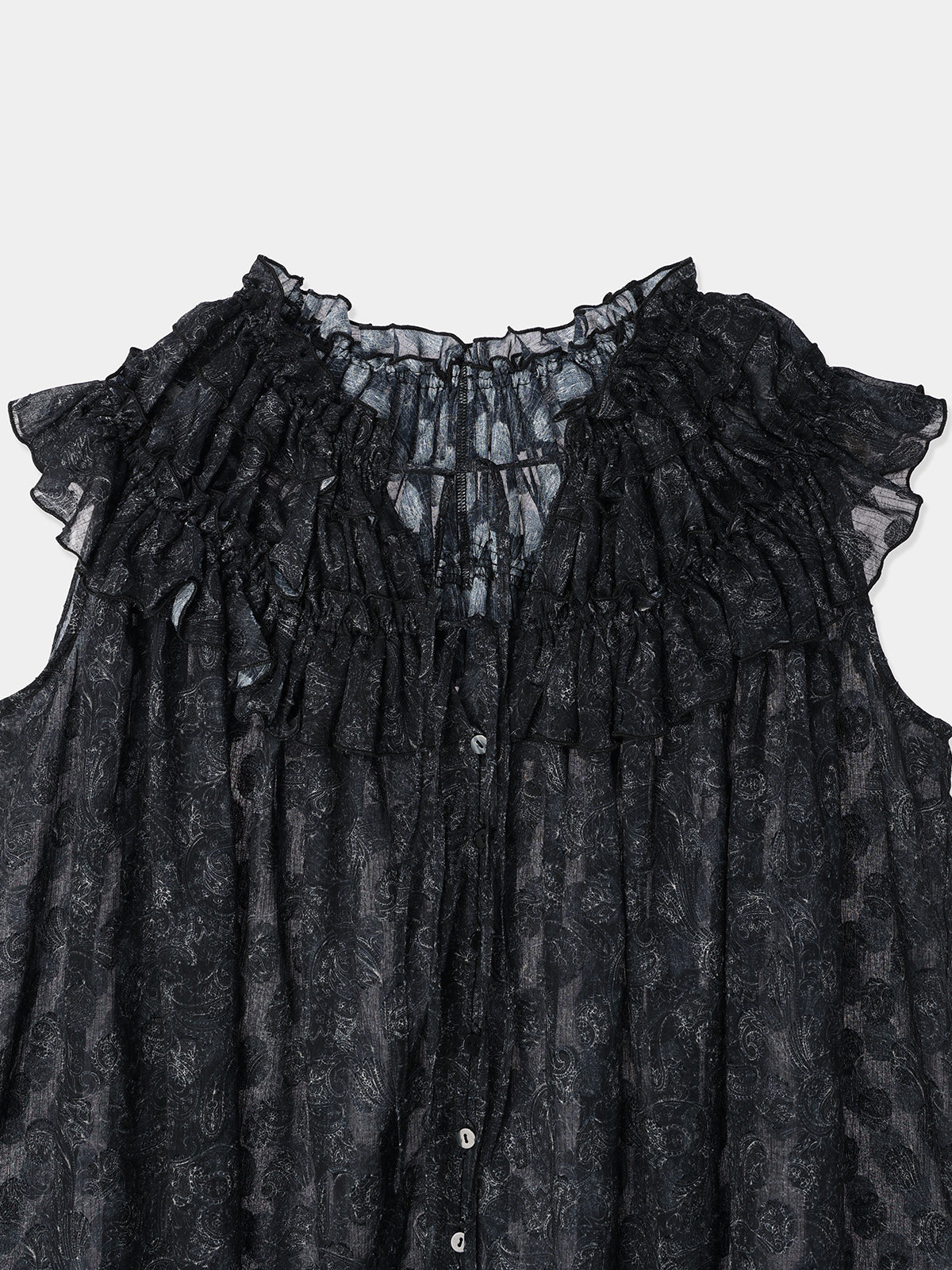 【Bluelea】Jacquard blouse Black