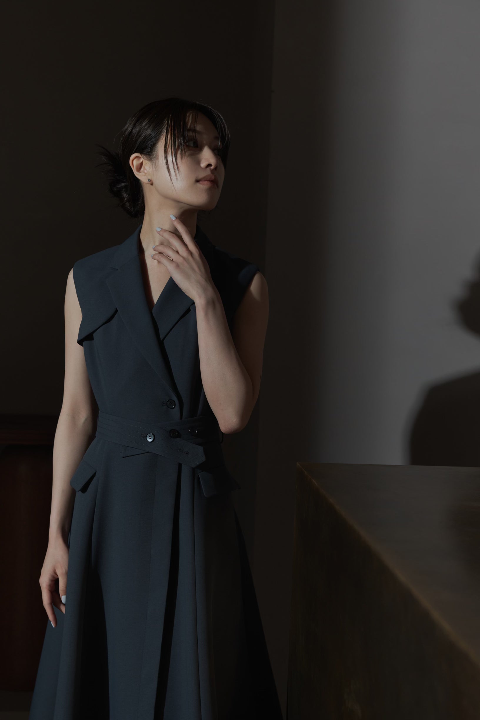 【L'Or 】sleeveless coat dress ワンピース ジレ Sleeveless Coat Dress