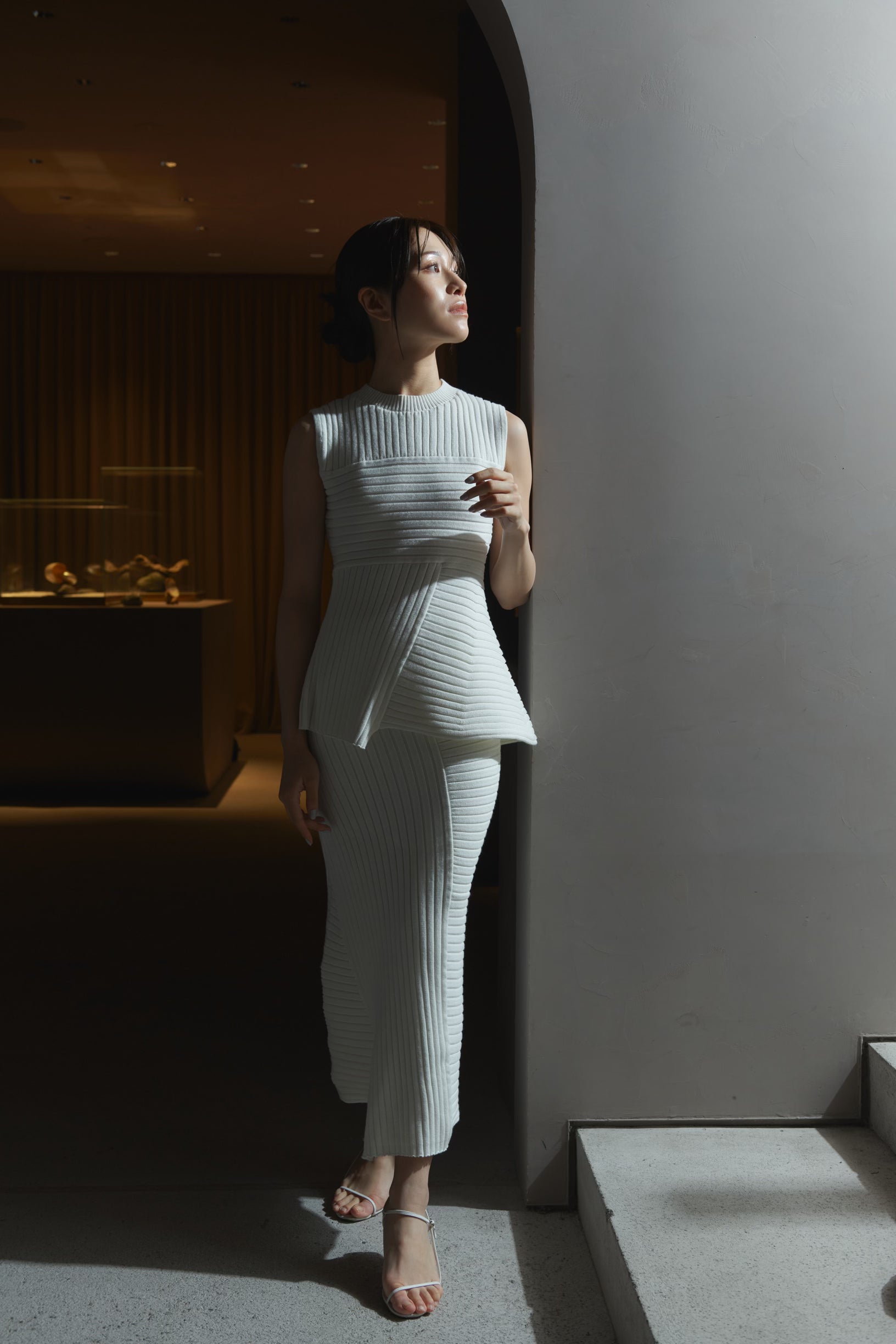 Panel rib knit Skirt