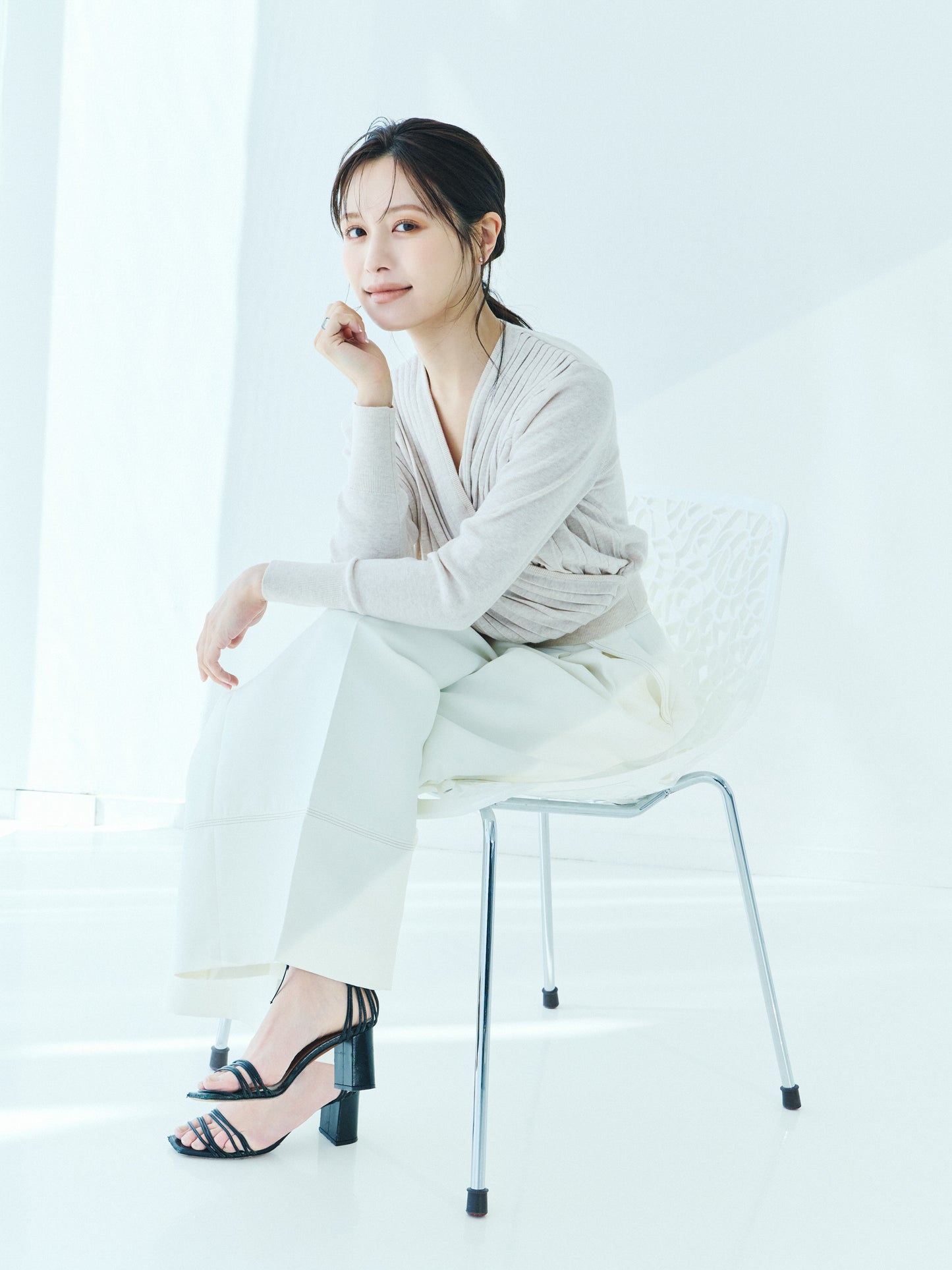 Pleats Cache-coeur Knit Tops