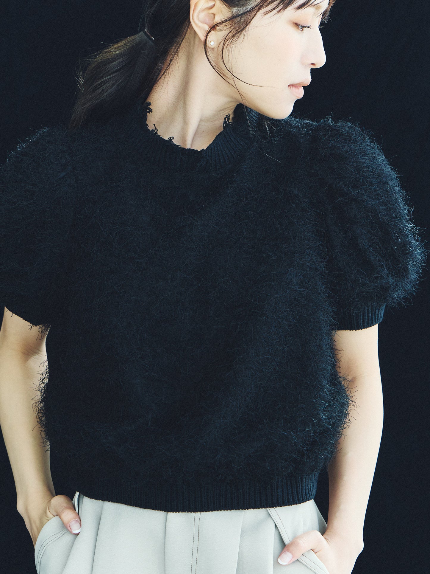 Feather Fringe Puff Top