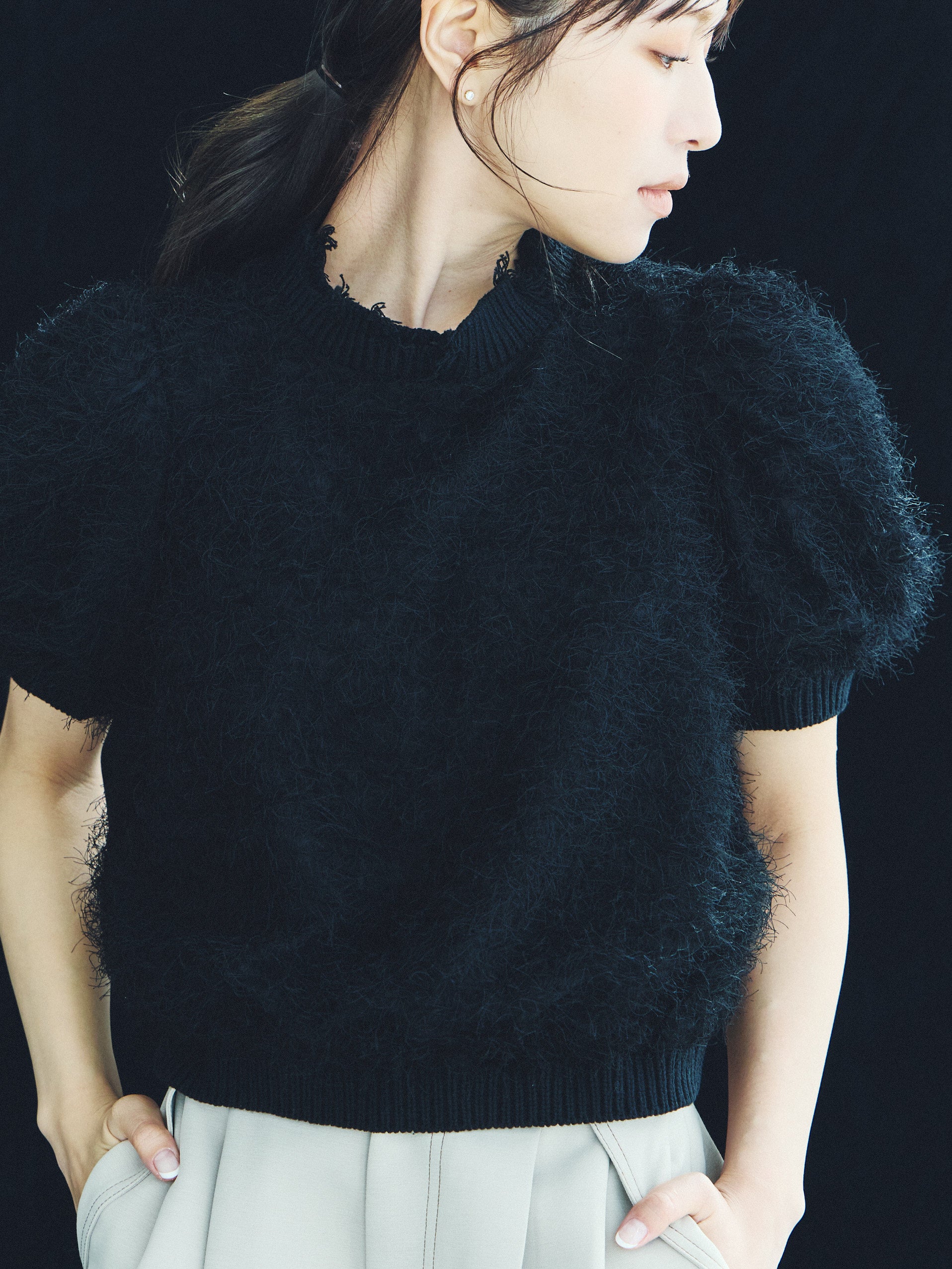 Feather Fringe Puff Top
