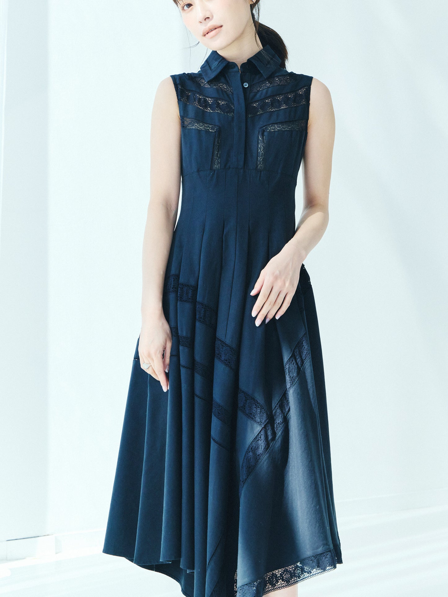 Asymmetric Lace Panel Dress
