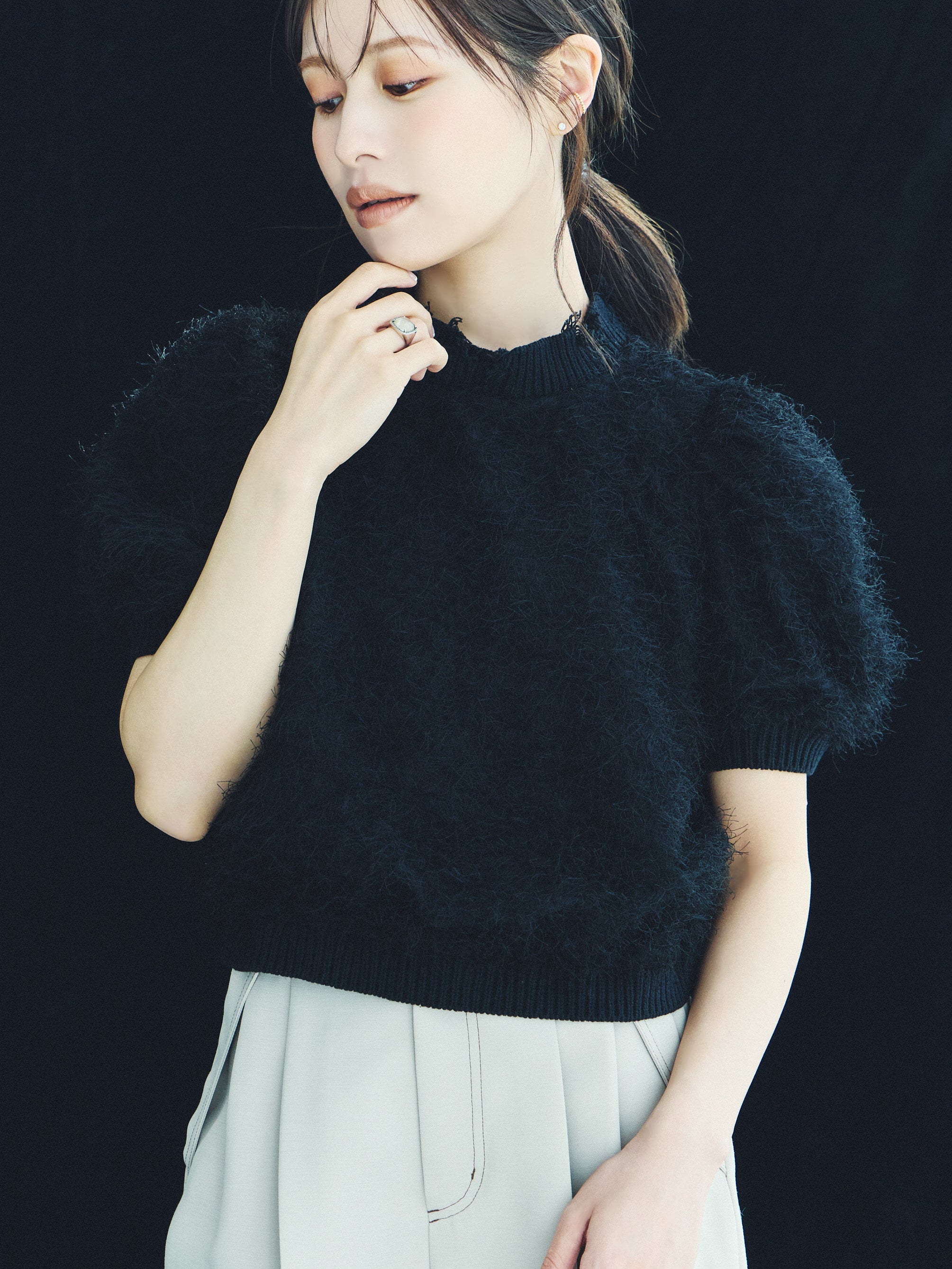 laubeblanc Feather Fringe Puff Top トップス Feather Fringe Puff Top – L'AUBE BLANC