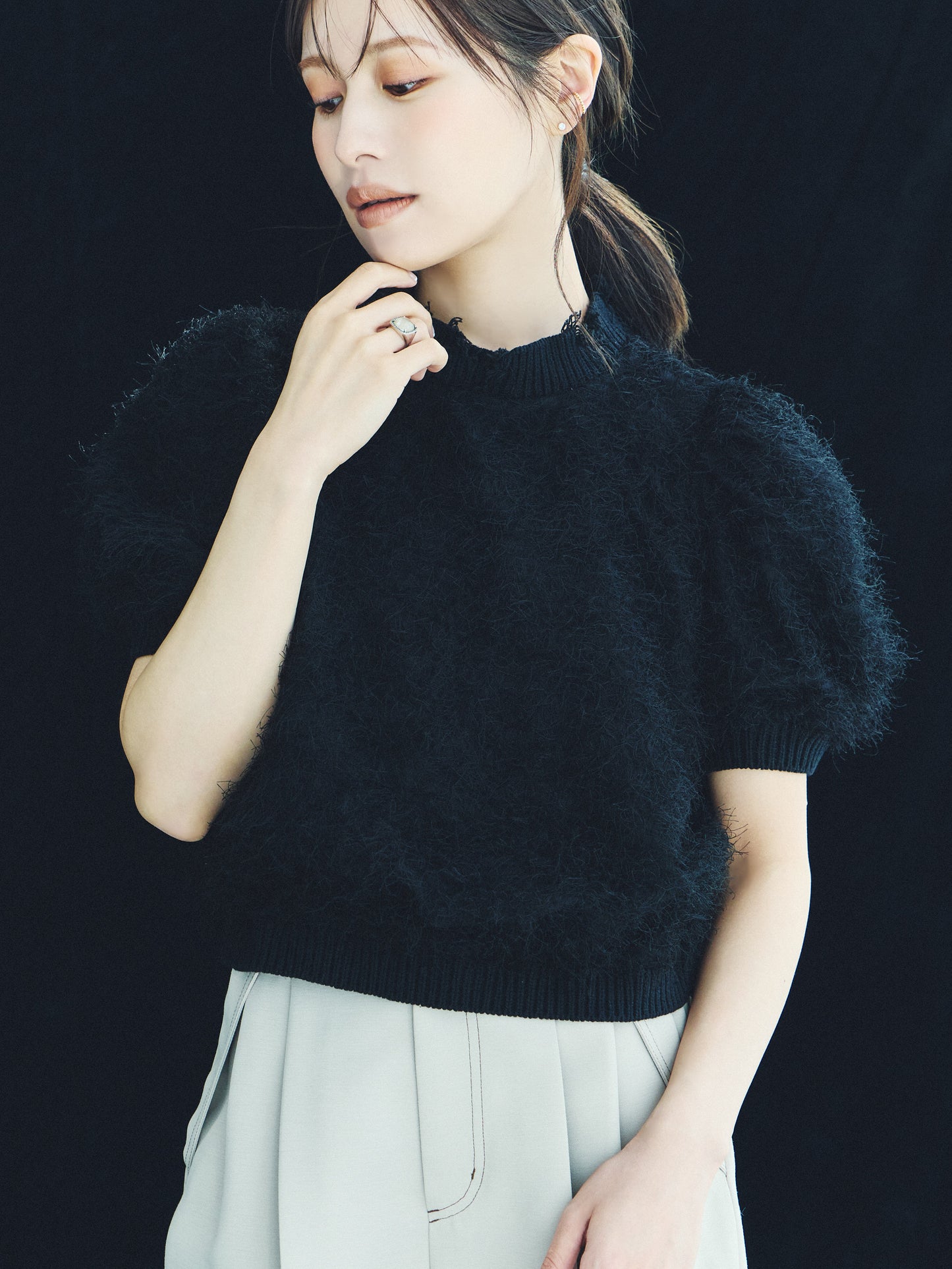 Feather Fringe Puff Top