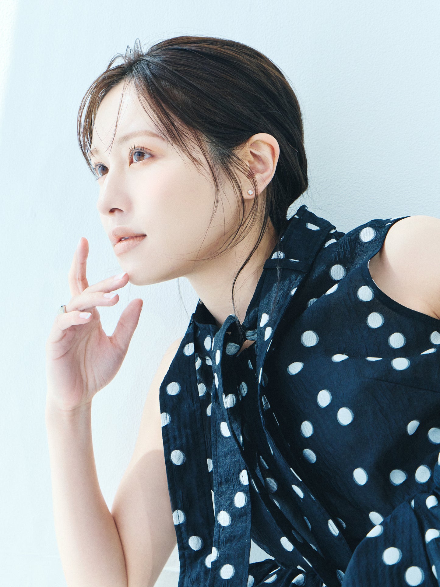 Sheer Polka Dot Ribbon Blouse