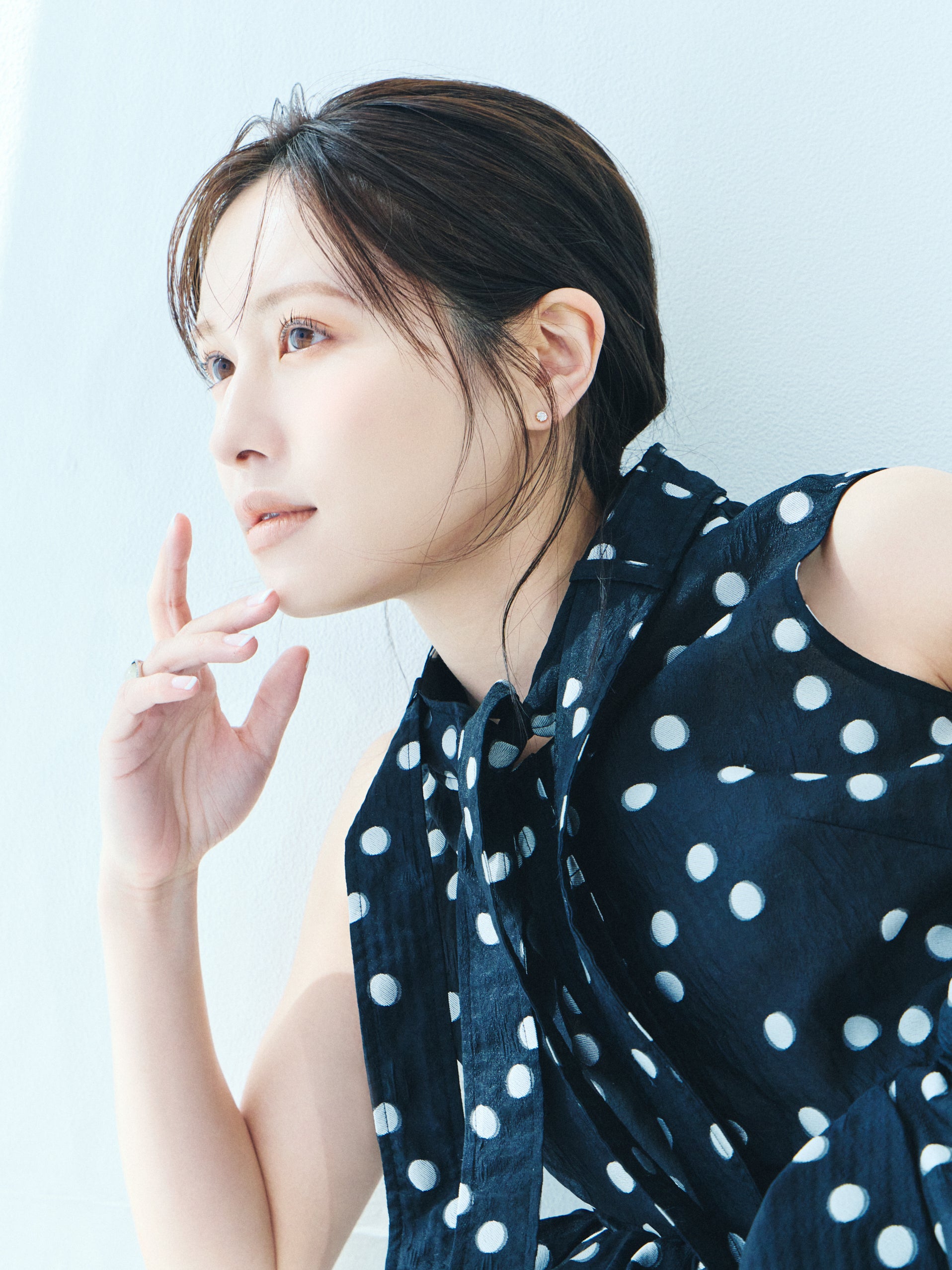 Sheer Polka Dot Ribbon Blouse