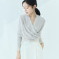 Pleats Cache-coeur Knit Tops