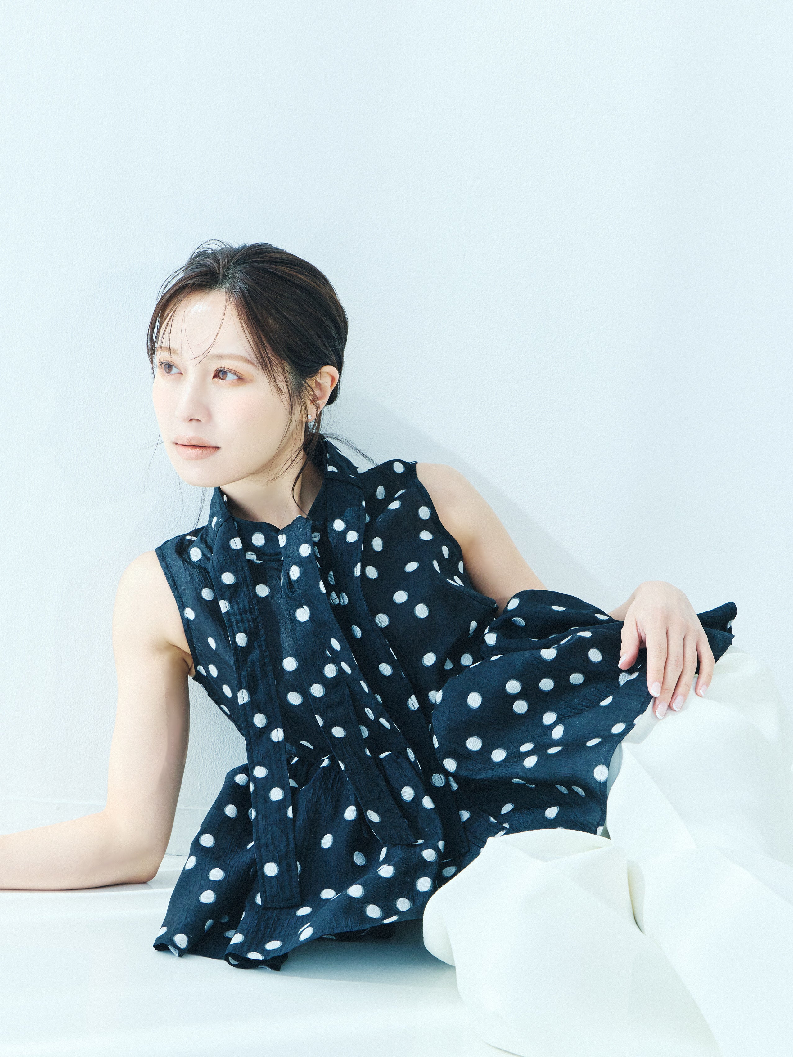 Sheer Polka Dot Ribbon Blouse
