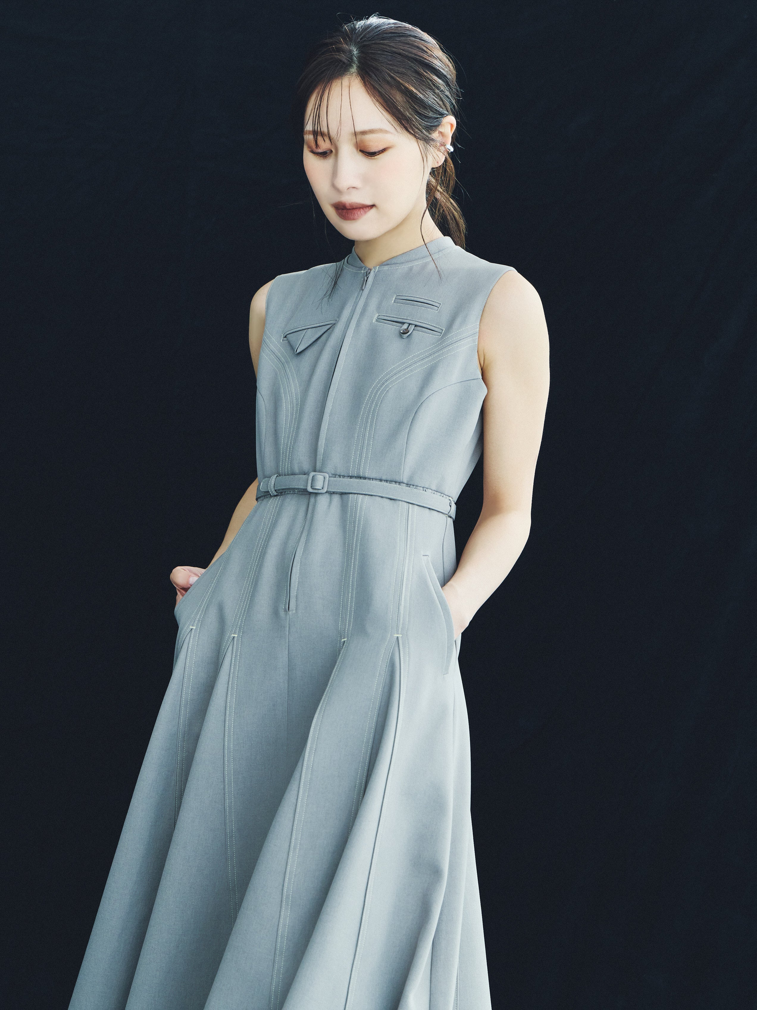 Architect Zip Flare Dress – L'AUBE BLANC