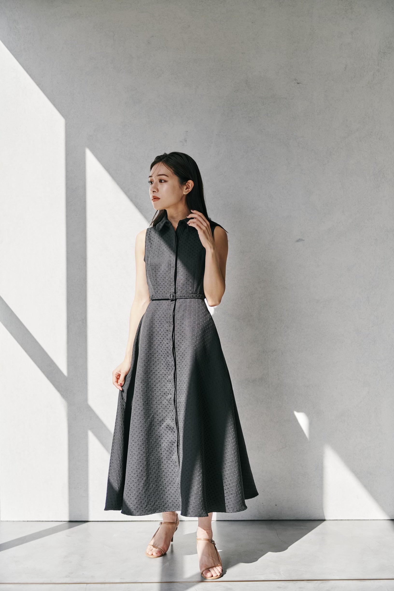 Belted Jacquard Dress