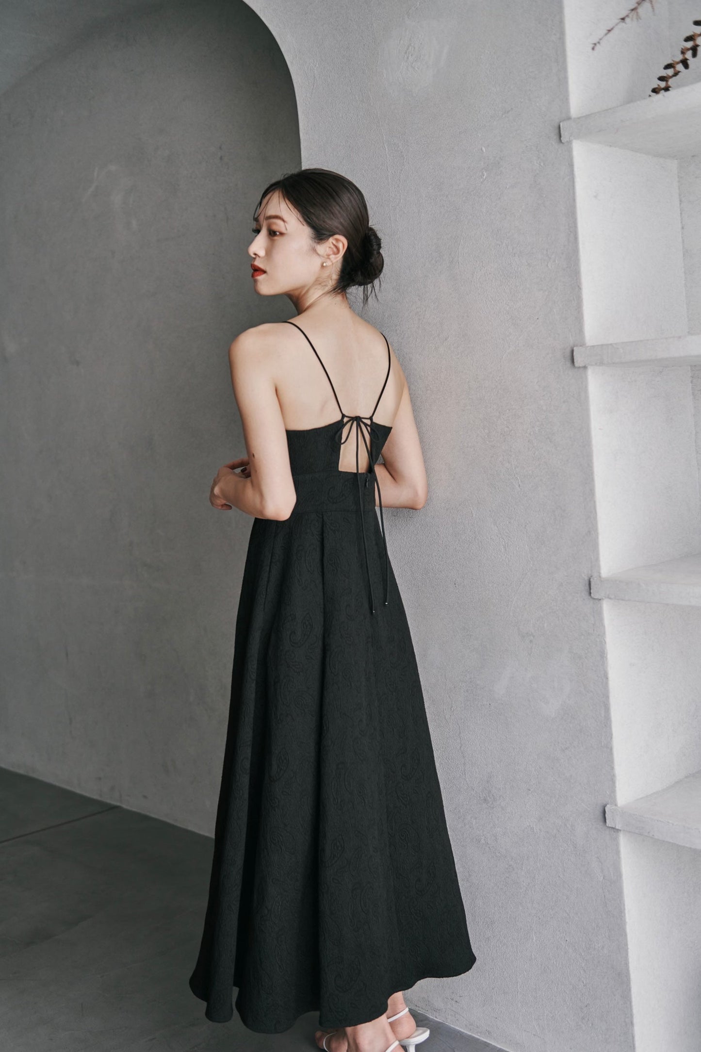 Open Back Jacquard Dress