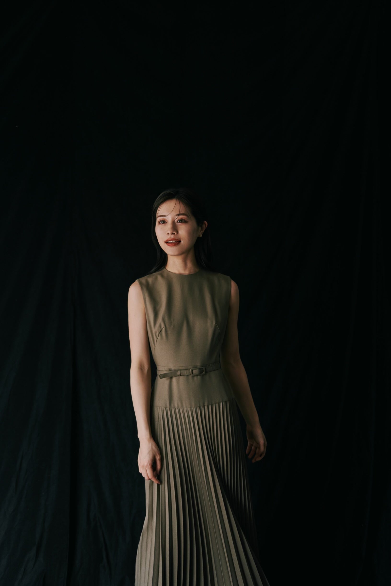 Belted Pleats Dress