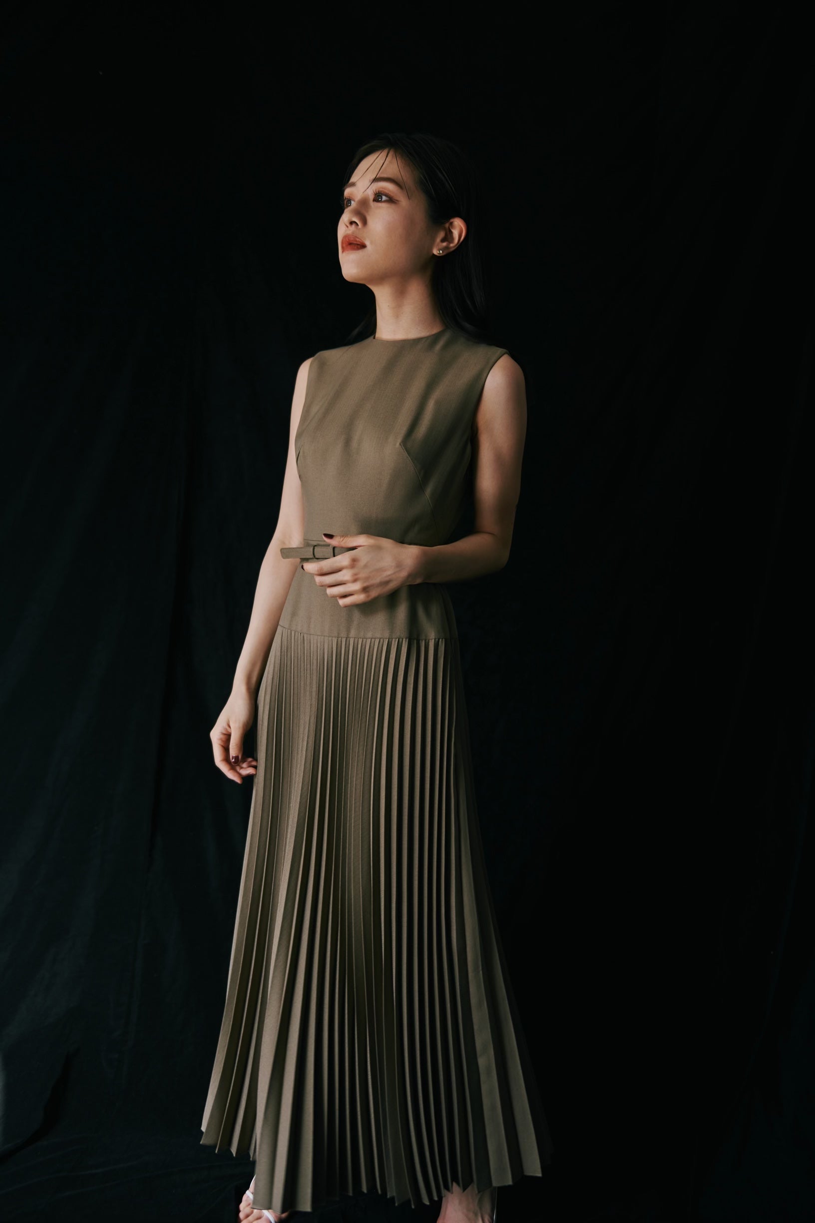 Belted Pleats Dress