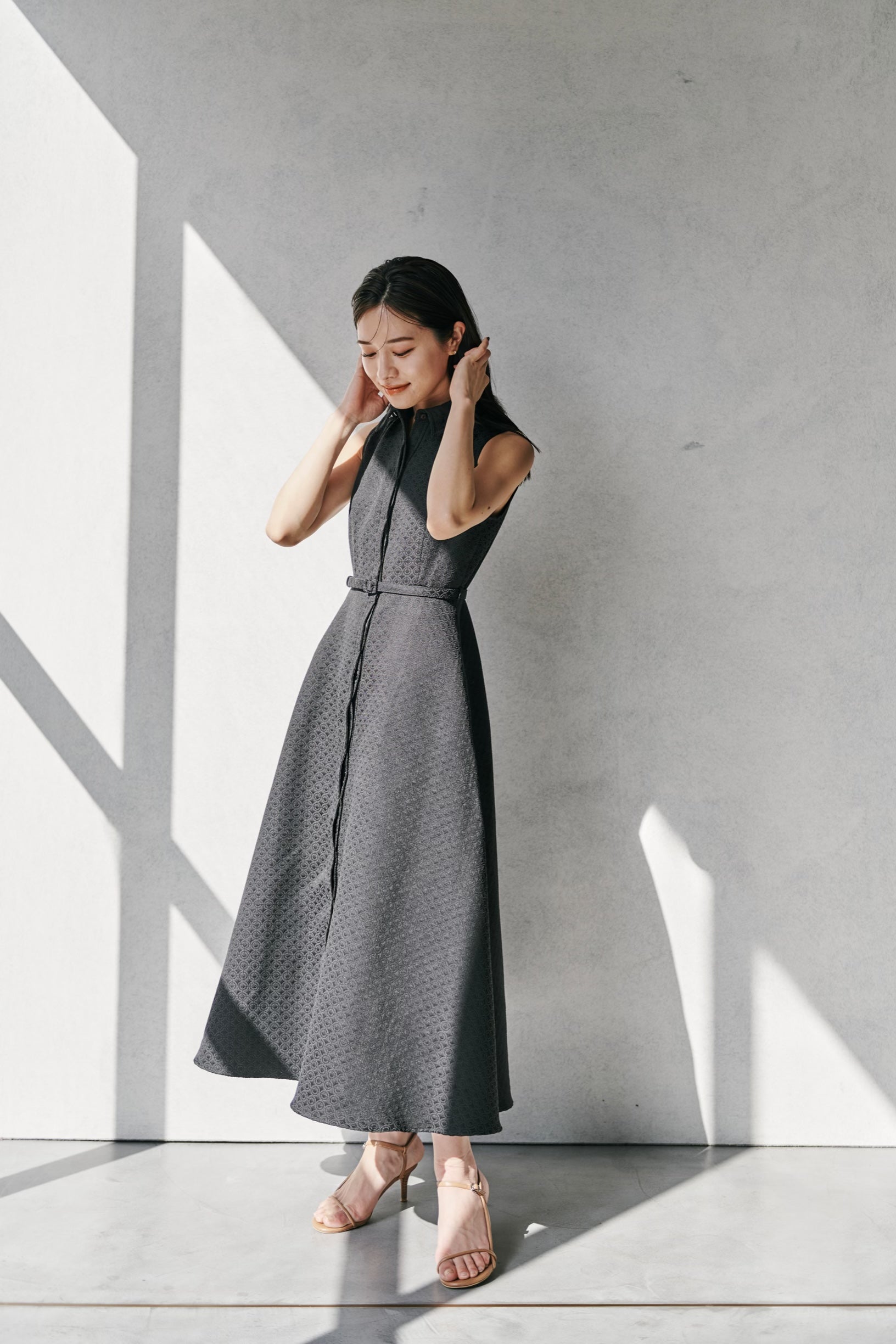 Belted Jacquard Dress