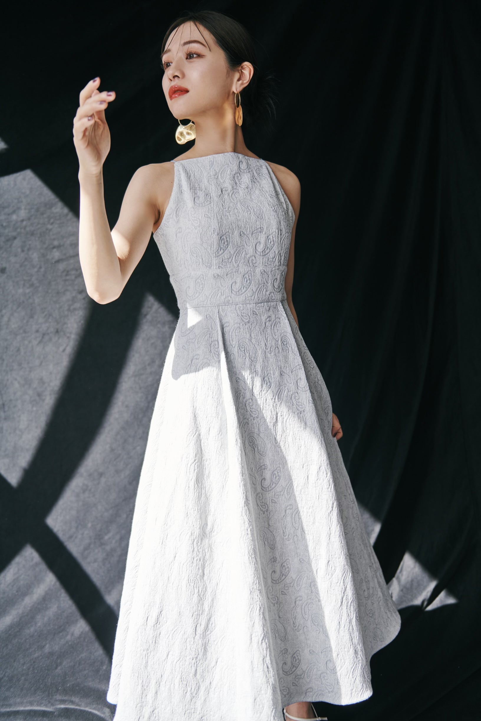 Open Back Jacquard Dress – L'AUBE BLANC