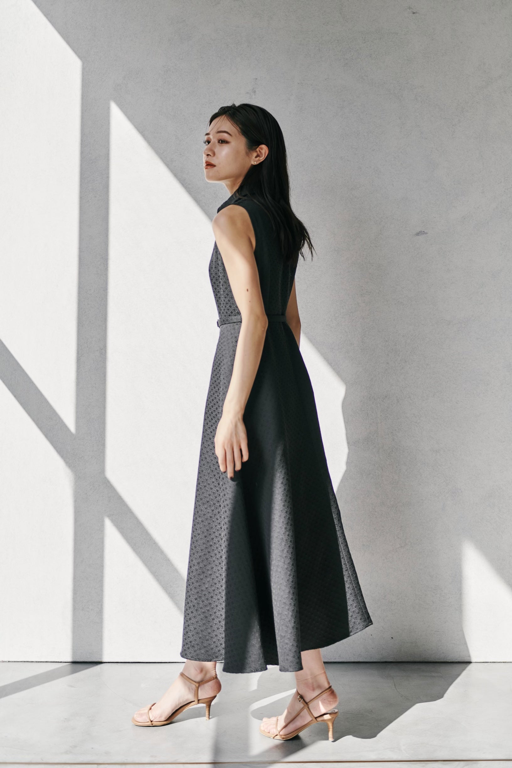 Belted Jacquard Dress