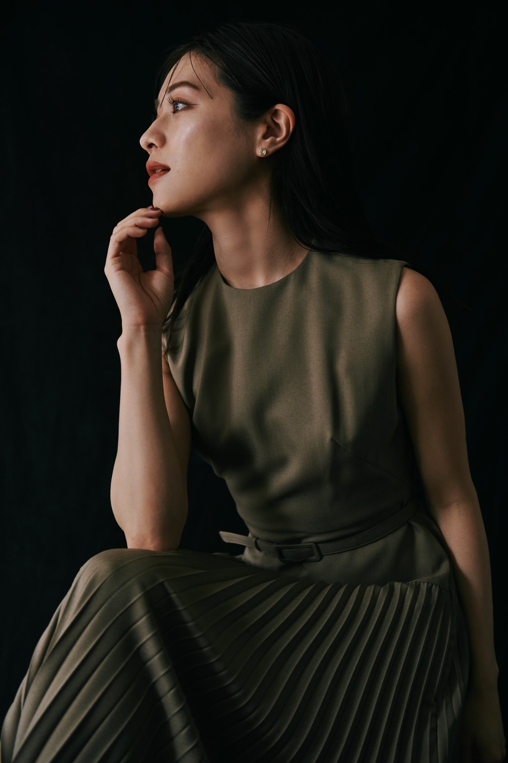 Belted Pleats Dress