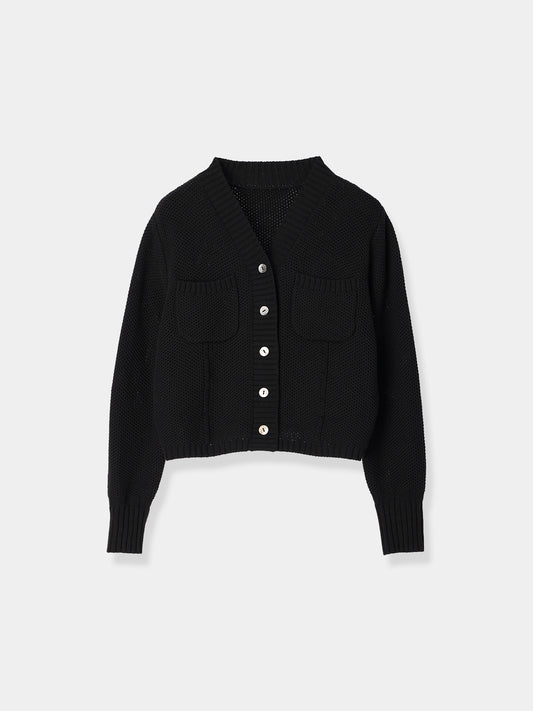 Basket Knit Cardigan / Black