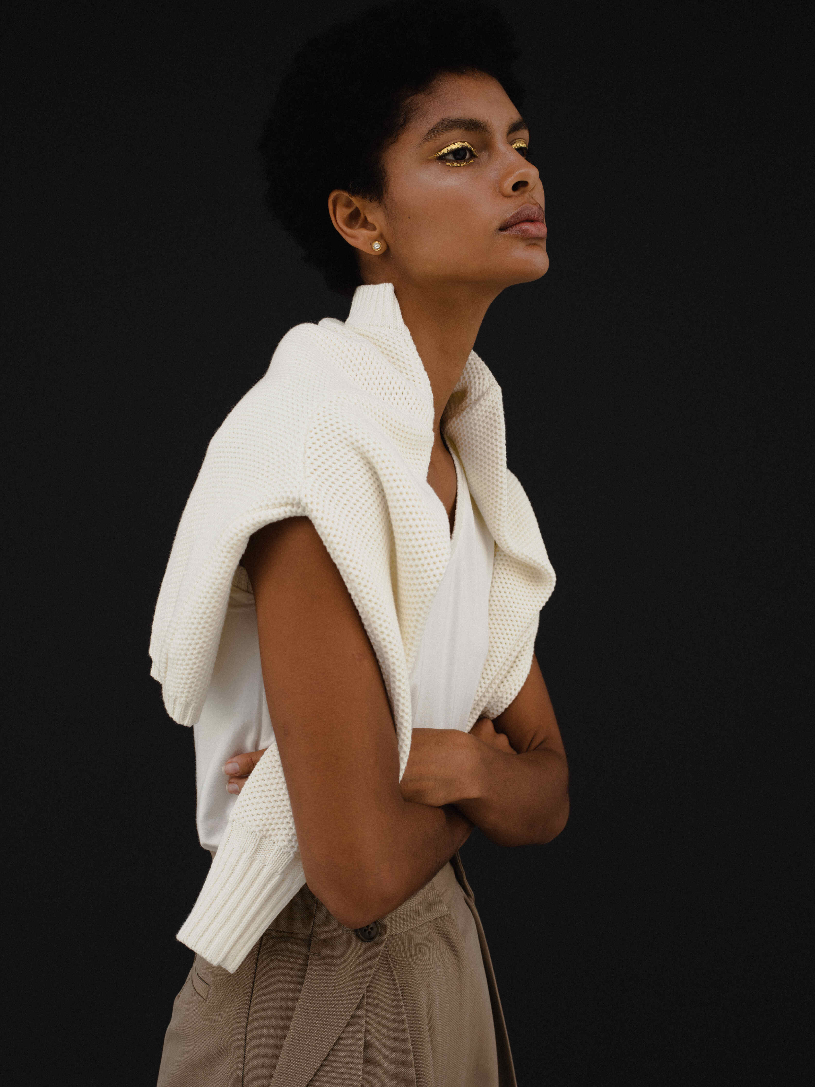 Basket Knit Cardigan / White
