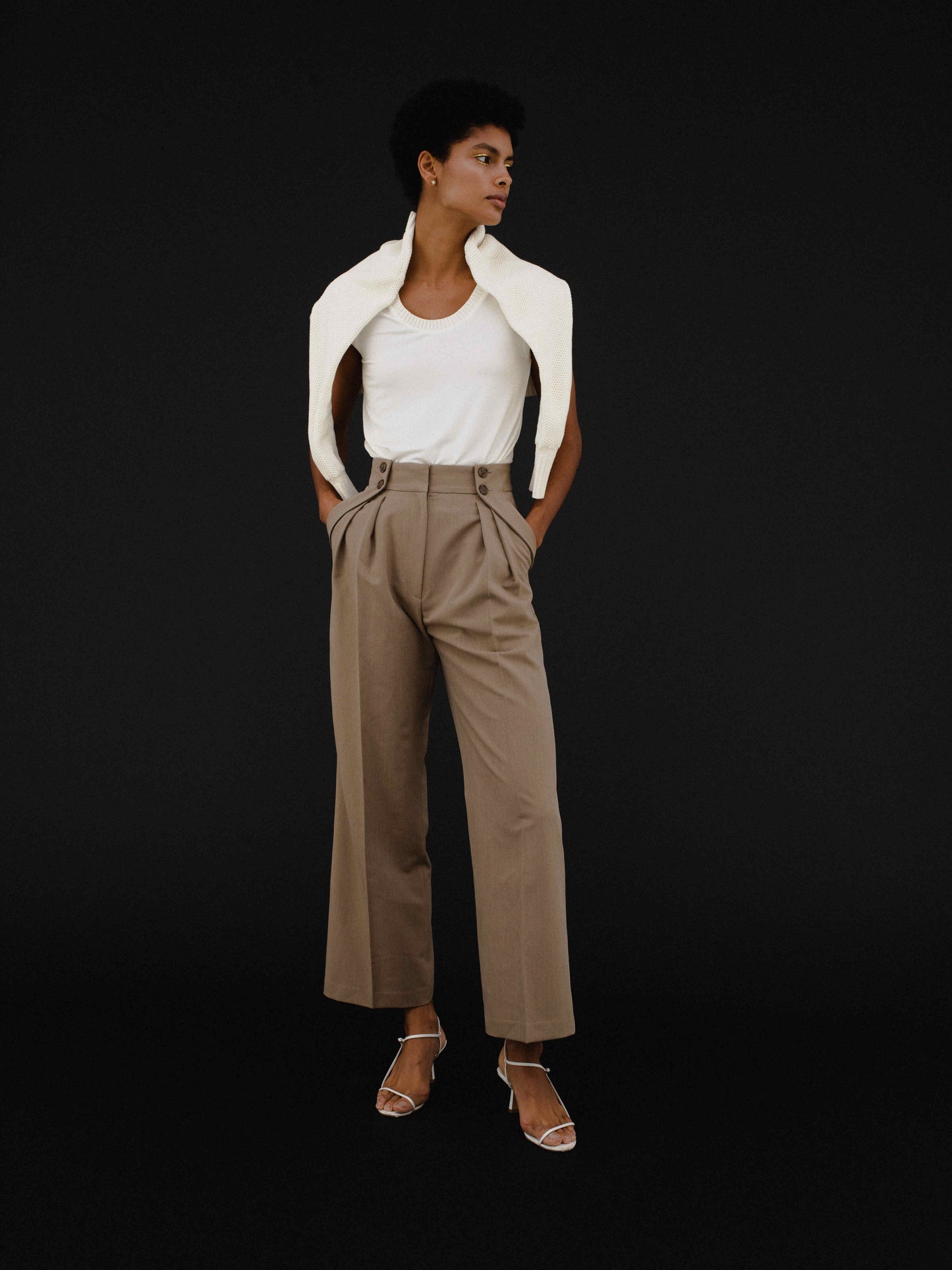 Button Accent Straight Pants